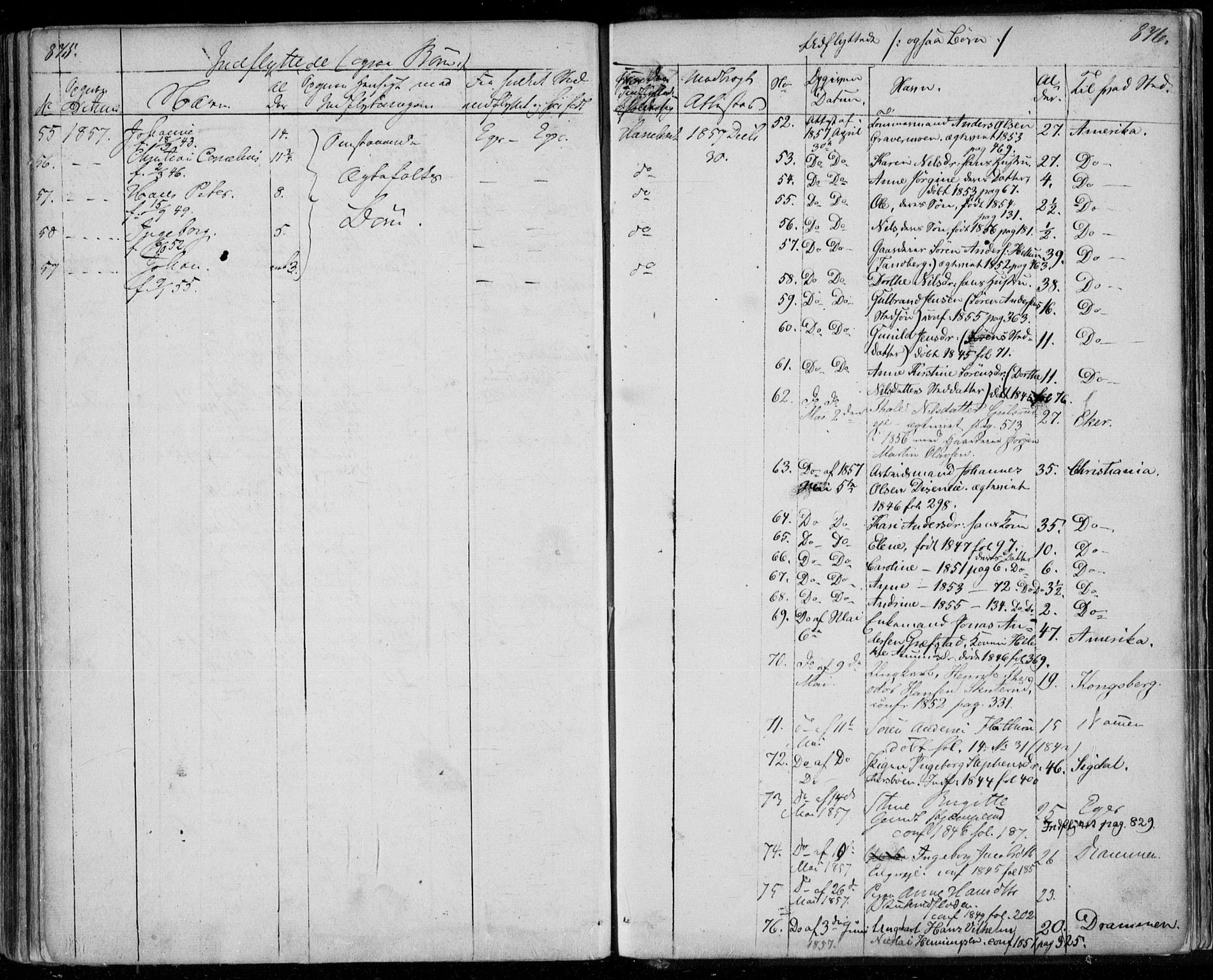 Modum kirkebøker, AV/SAKO-A-234/F/Fa/L0008: Parish register (official) no. 8, 1851-1859, p. 875-876