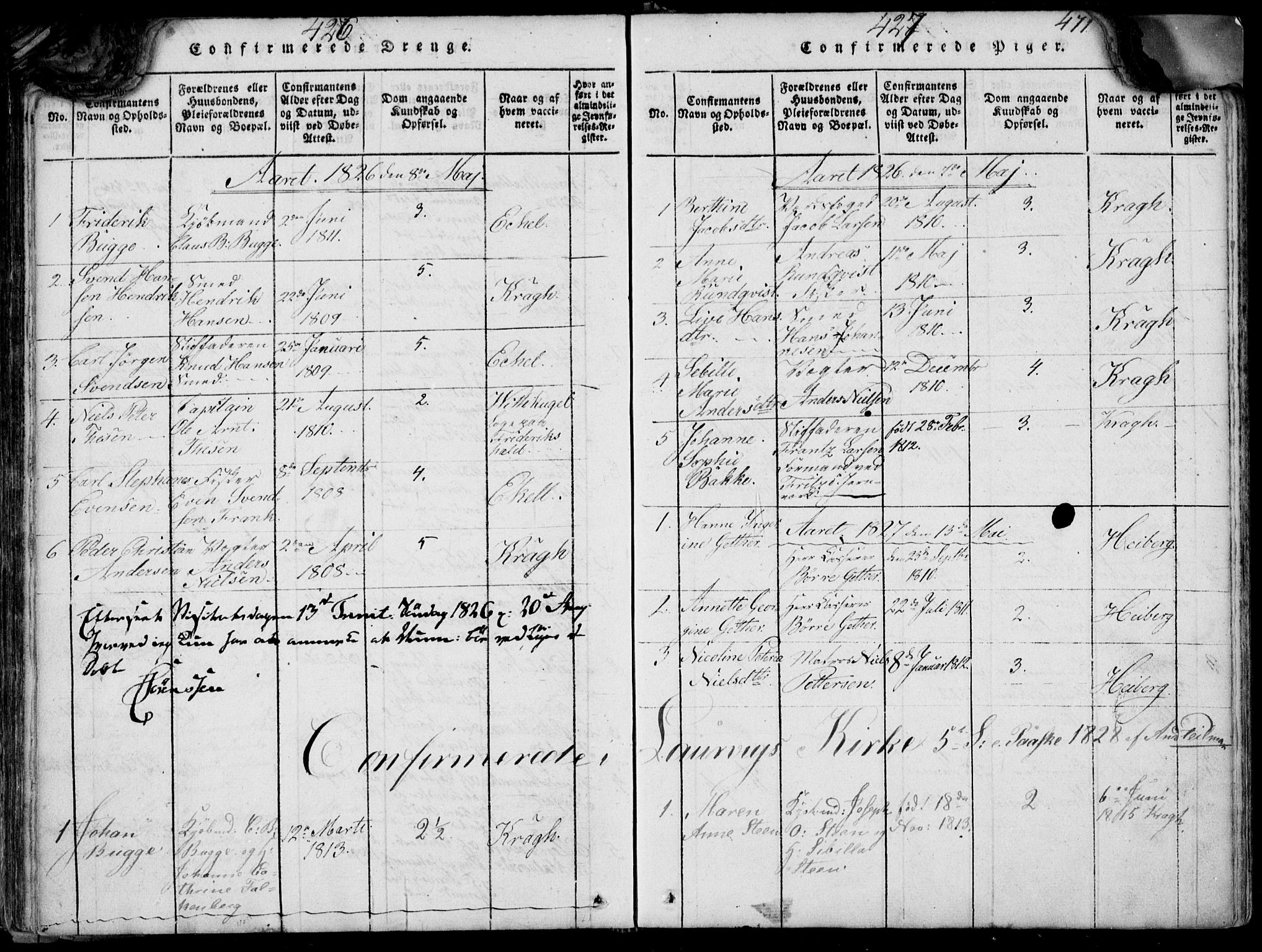 Larvik kirkebøker, AV/SAKO-A-352/F/Fb/L0002: Parish register (official) no. II 2, 1818-1842, p. 426-427