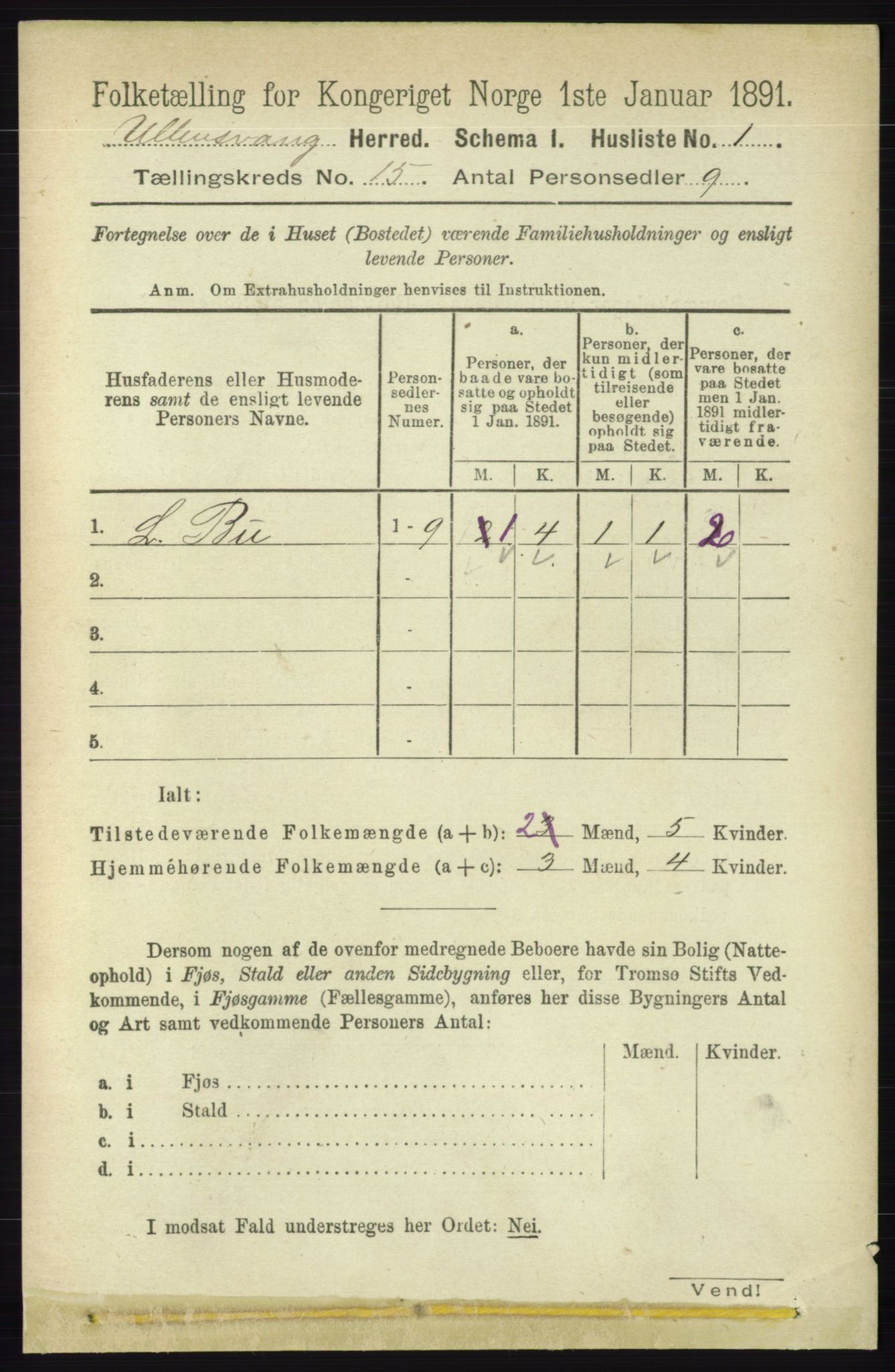 RA, 1891 census for 1230 Ullensvang, 1891, p. 5853