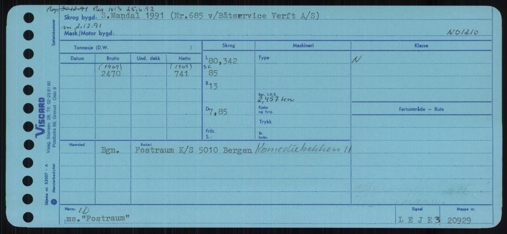 Sjøfartsdirektoratet med forløpere, Skipsmålingen, RA/S-1627/H/Ha/L0002/0001: Fartøy, Eik-Hill / Fartøy, Eik-F, p. 699