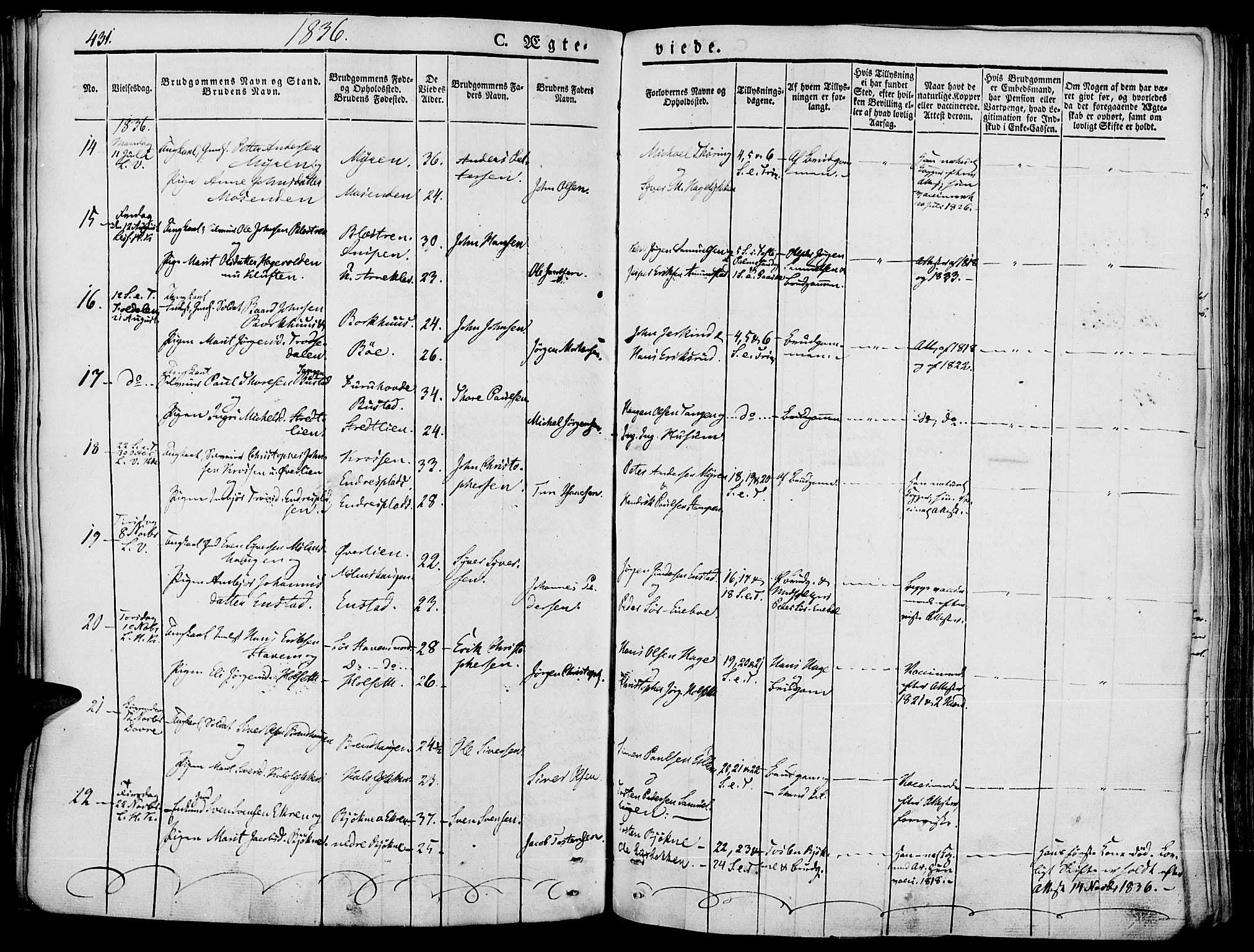 Lesja prestekontor, SAH/PREST-068/H/Ha/Haa/L0005: Parish register (official) no. 5, 1830-1842, p. 431