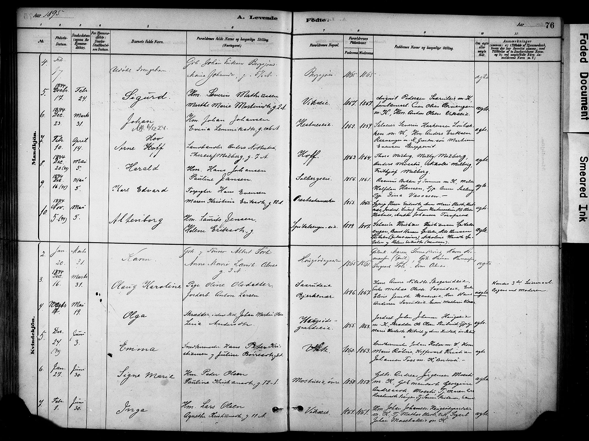 Stange prestekontor, AV/SAH-PREST-002/K/L0018: Parish register (official) no. 18, 1880-1896, p. 76