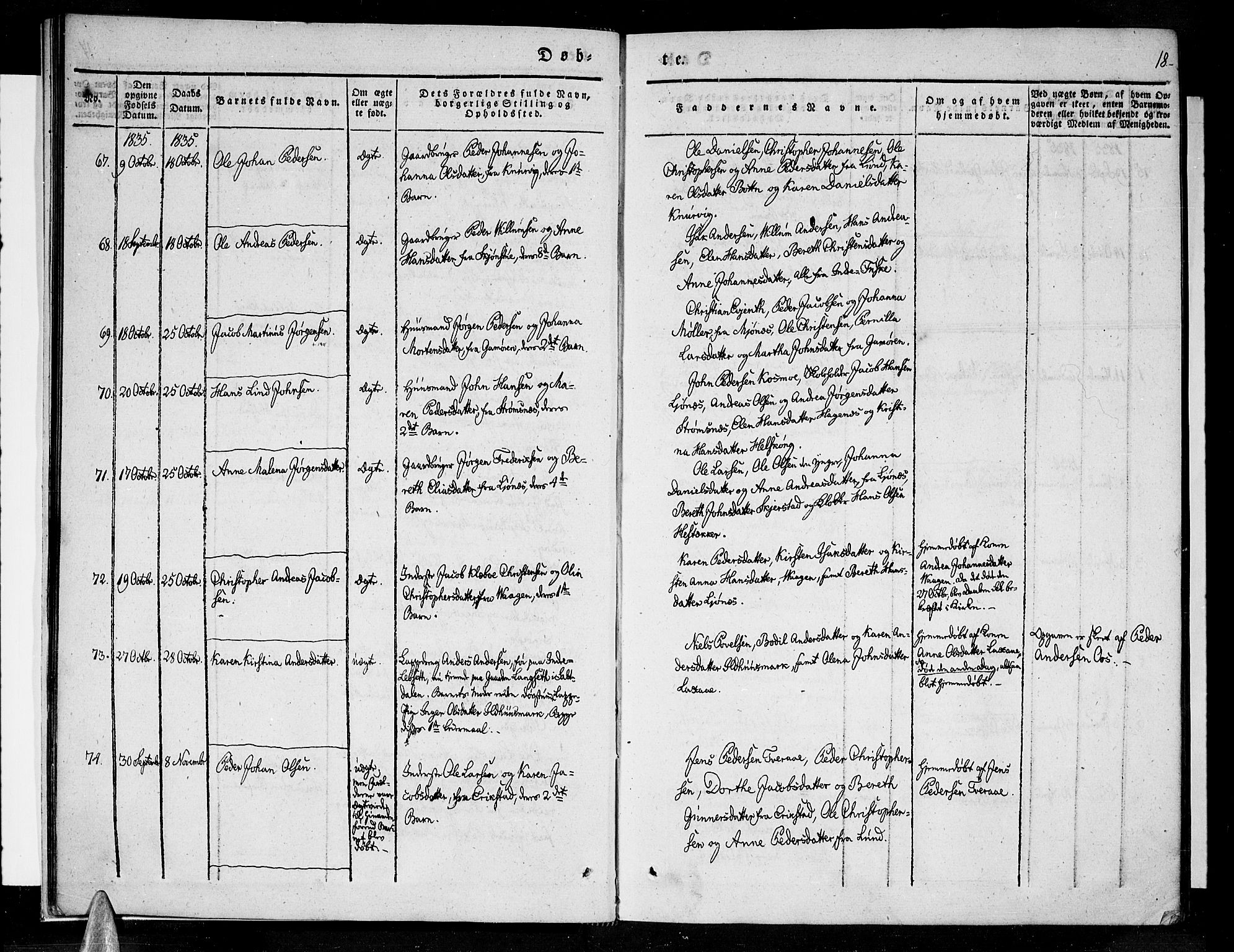 Ministerialprotokoller, klokkerbøker og fødselsregistre - Nordland, AV/SAT-A-1459/852/L0737: Parish register (official) no. 852A07, 1833-1849, p. 18