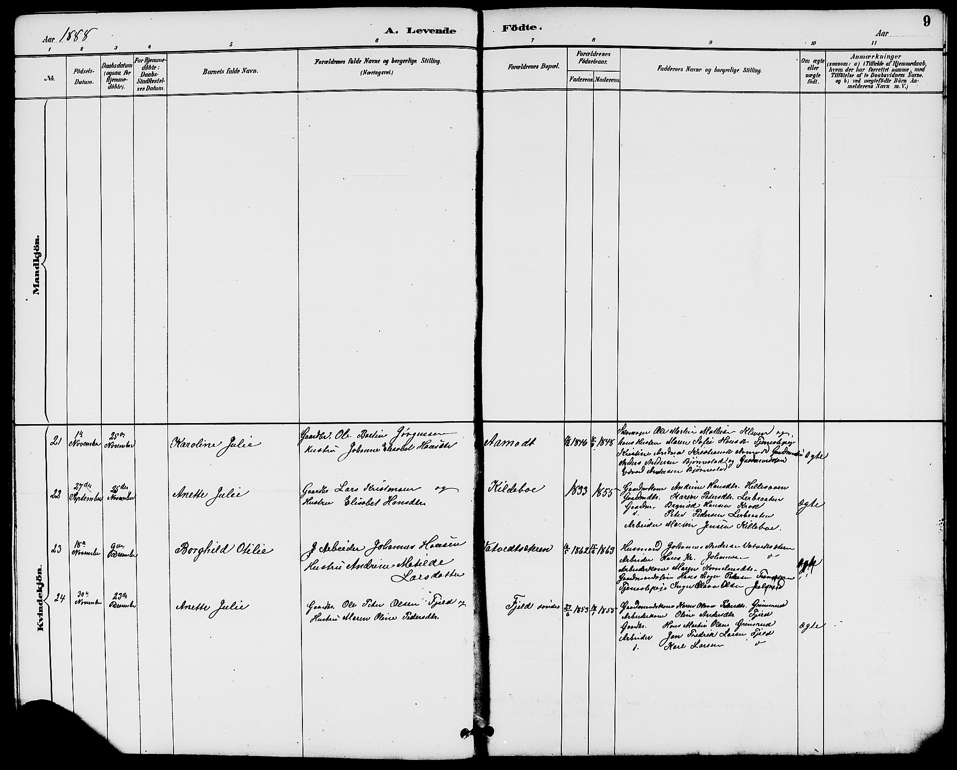 Rakkestad prestekontor Kirkebøker, AV/SAO-A-2008/G/Gb/L0001: Parish register (copy) no. II 1, 1887-1909, p. 9