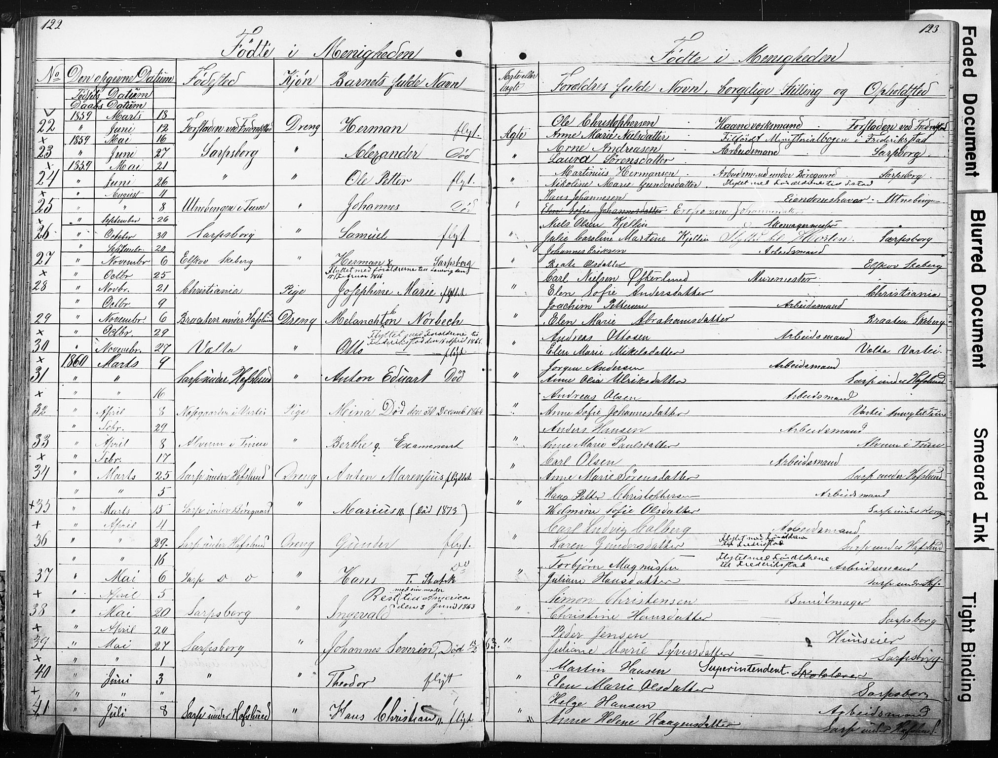 Sarpsborg metodistkirke, SAO/PAO-0233/A/L0001: Dissenter register no. 1, 1856-1875, p. 122-123