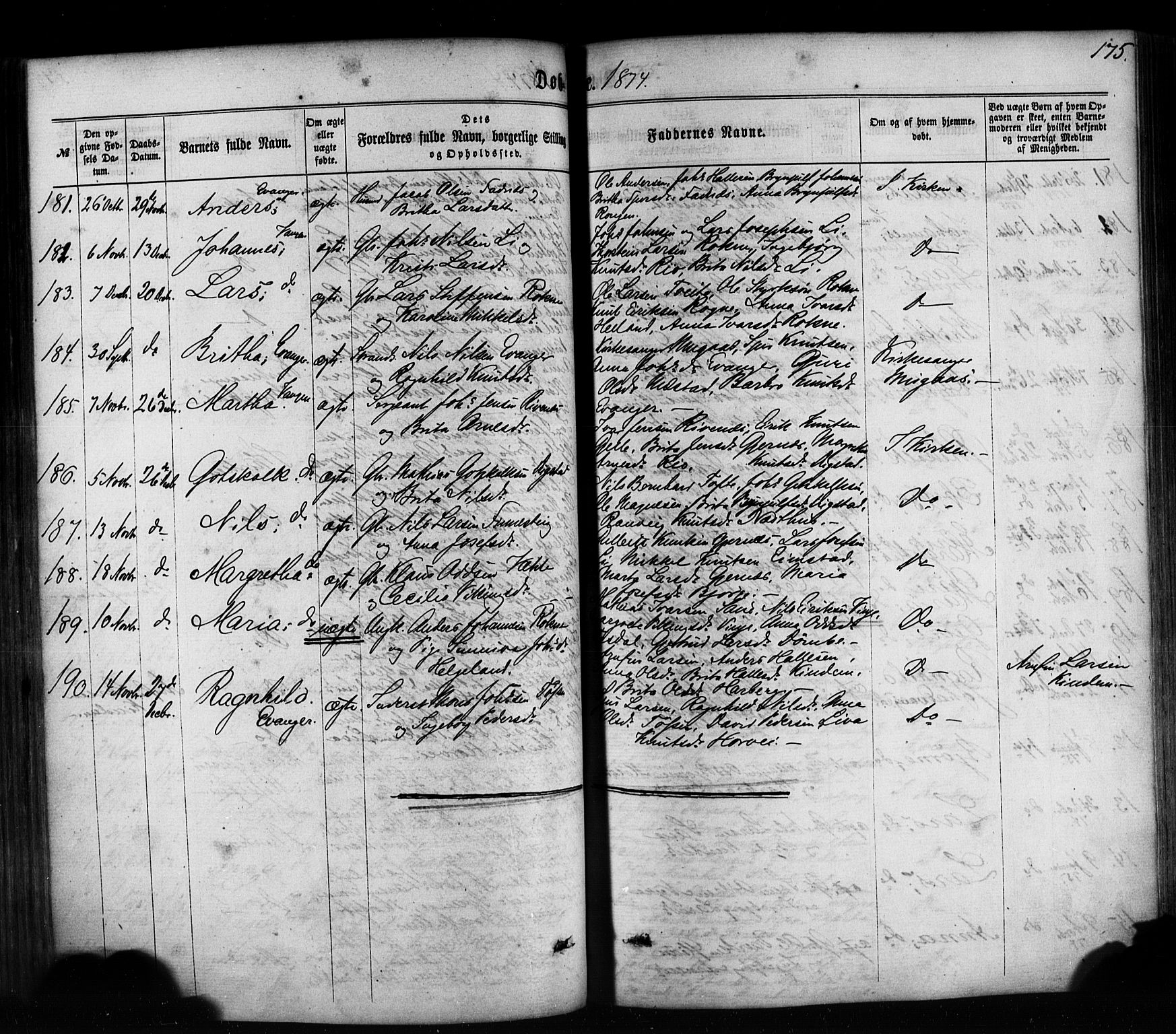 Voss sokneprestembete, SAB/A-79001/H/Haa: Parish register (official) no. A 17, 1863-1886, p. 175