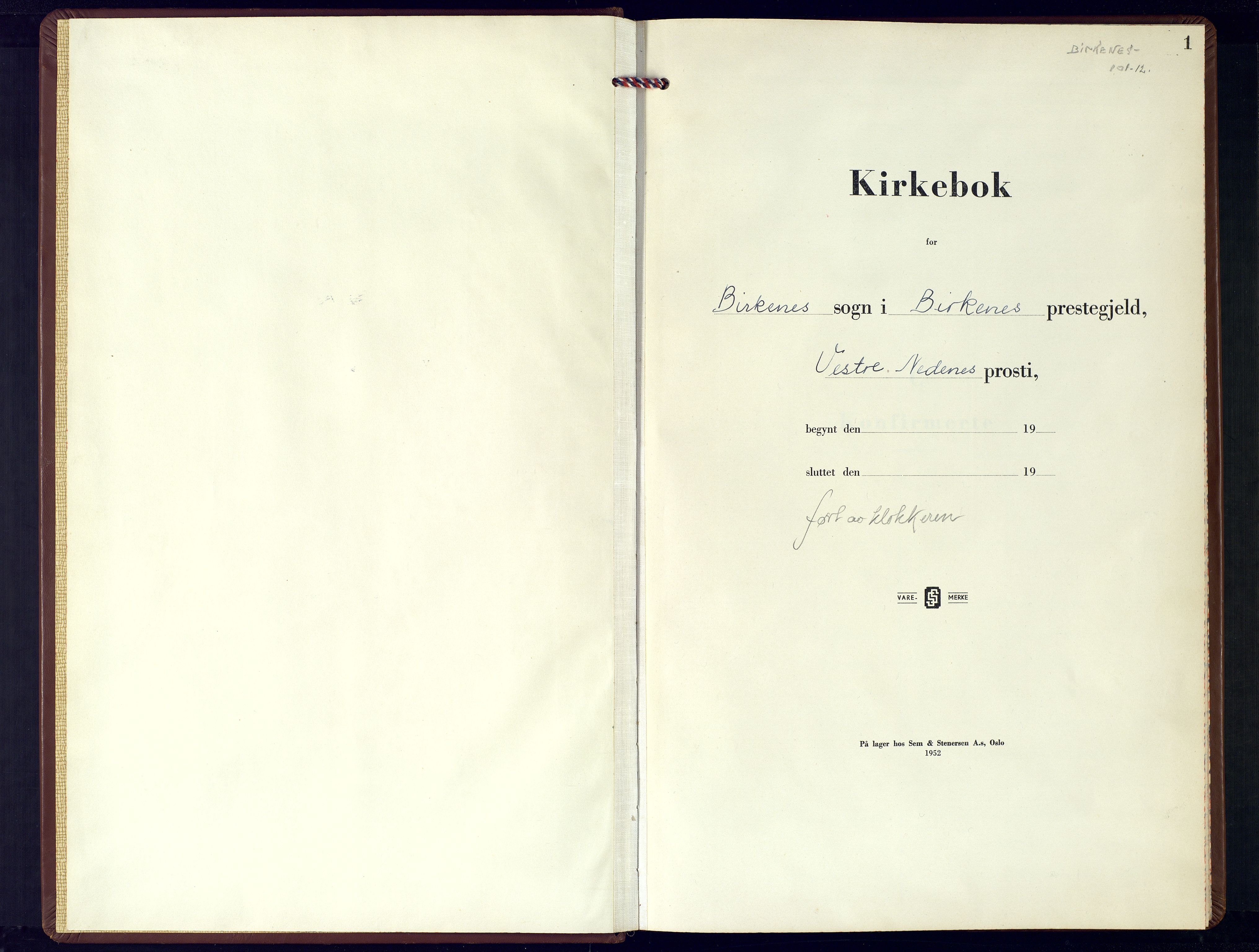 Birkenes sokneprestkontor, AV/SAK-1111-0004/F/Fb/L0007: Parish register (copy) no. B-7, 1950-1981, p. 1