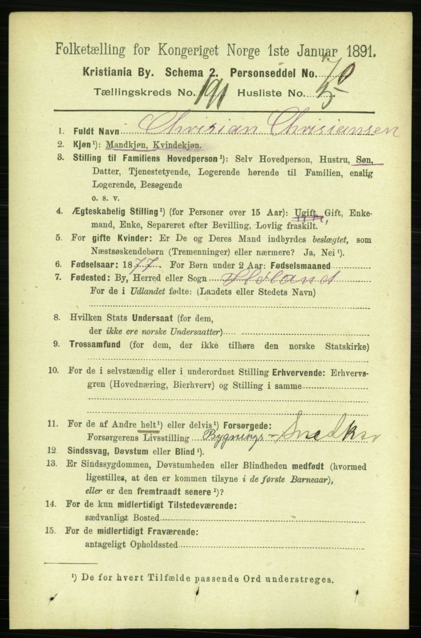 RA, 1891 census for 0301 Kristiania, 1891, p. 114906