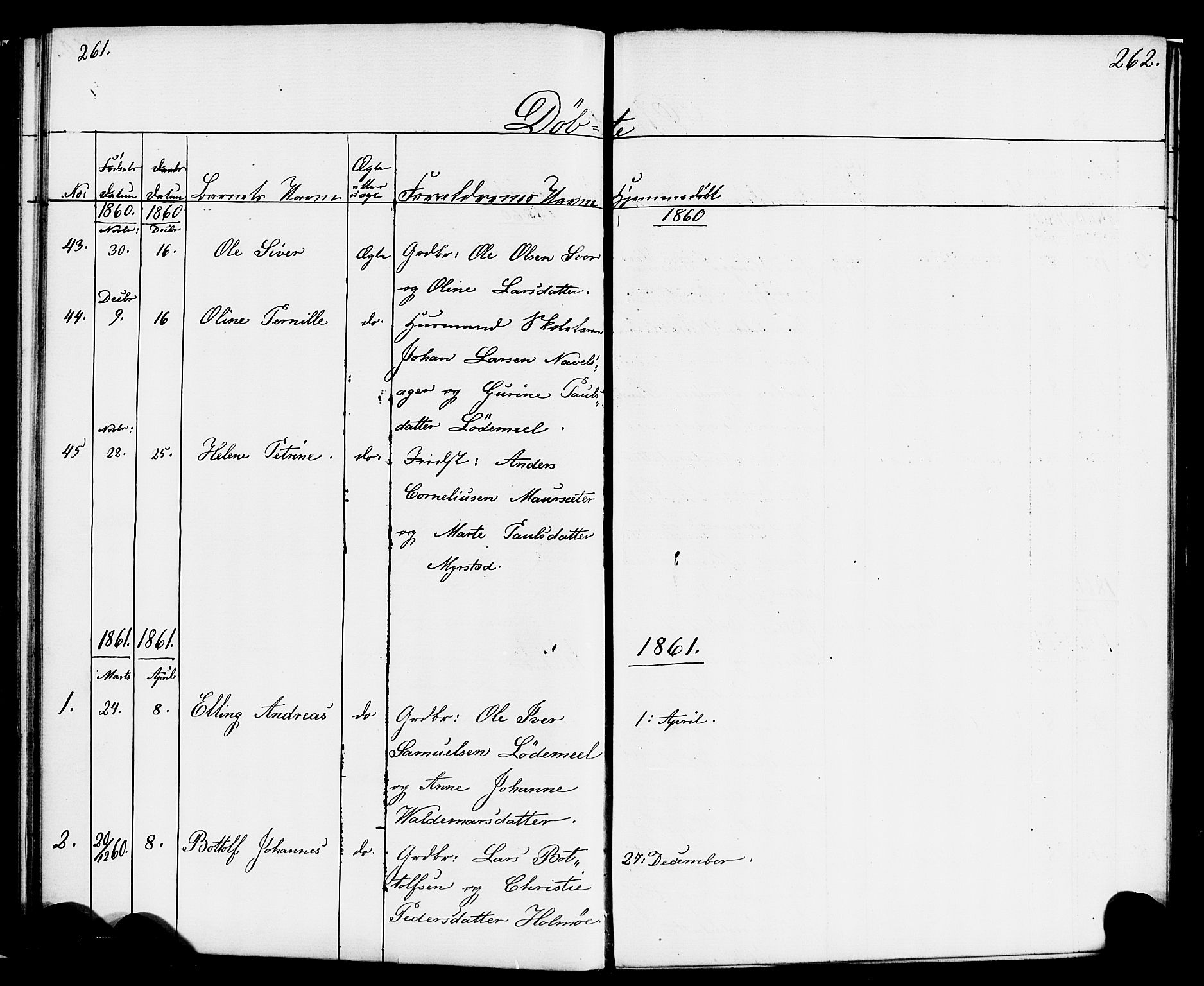 Hornindal sokneprestembete, SAB/A-82401/H/Haa/Haaa/L0001: Parish register (official) no. A 1, 1837-1866, p. 262-263