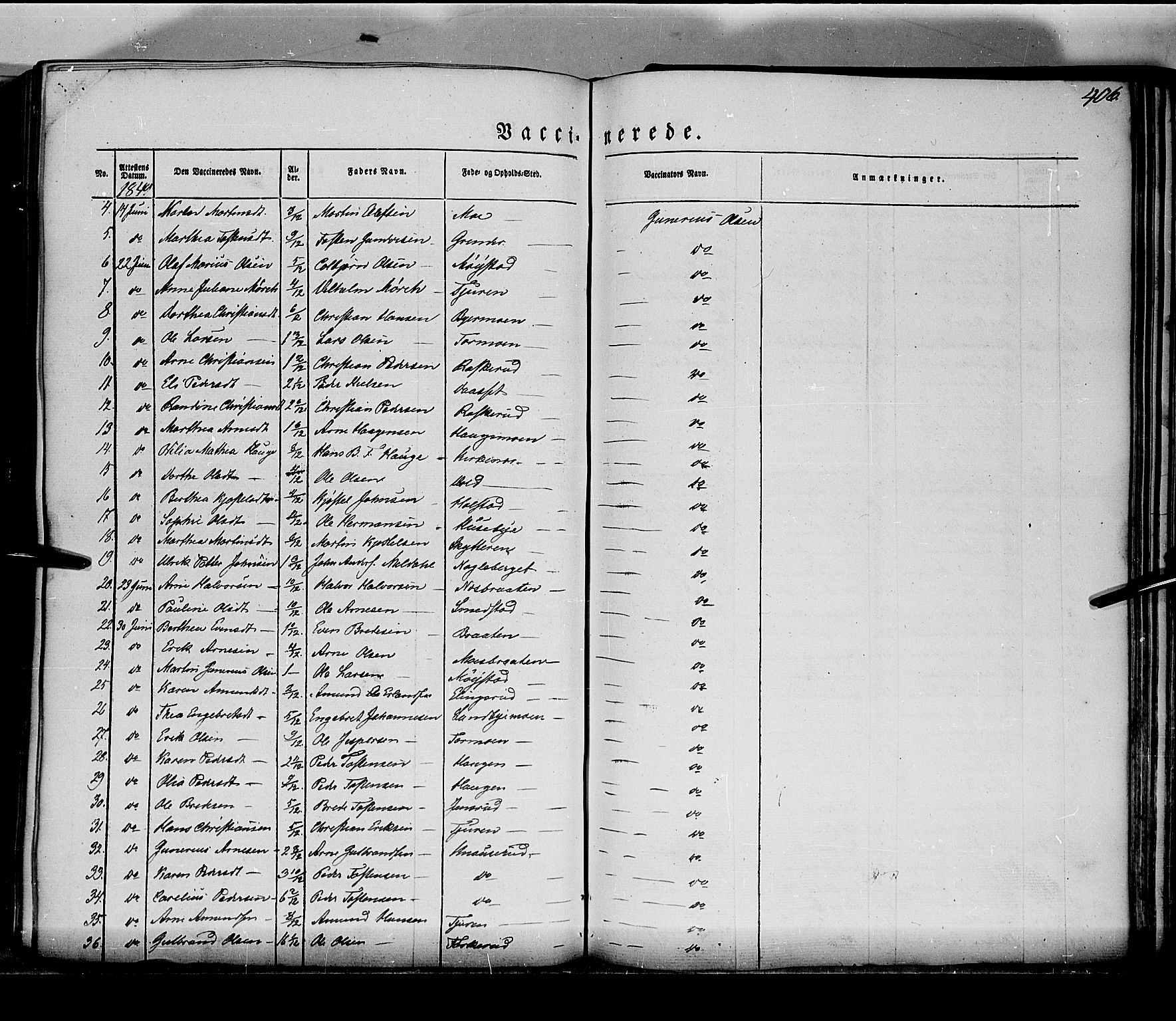 Grue prestekontor, SAH/PREST-036/H/Ha/Haa/L0008: Parish register (official) no. 8, 1847-1858, p. 406