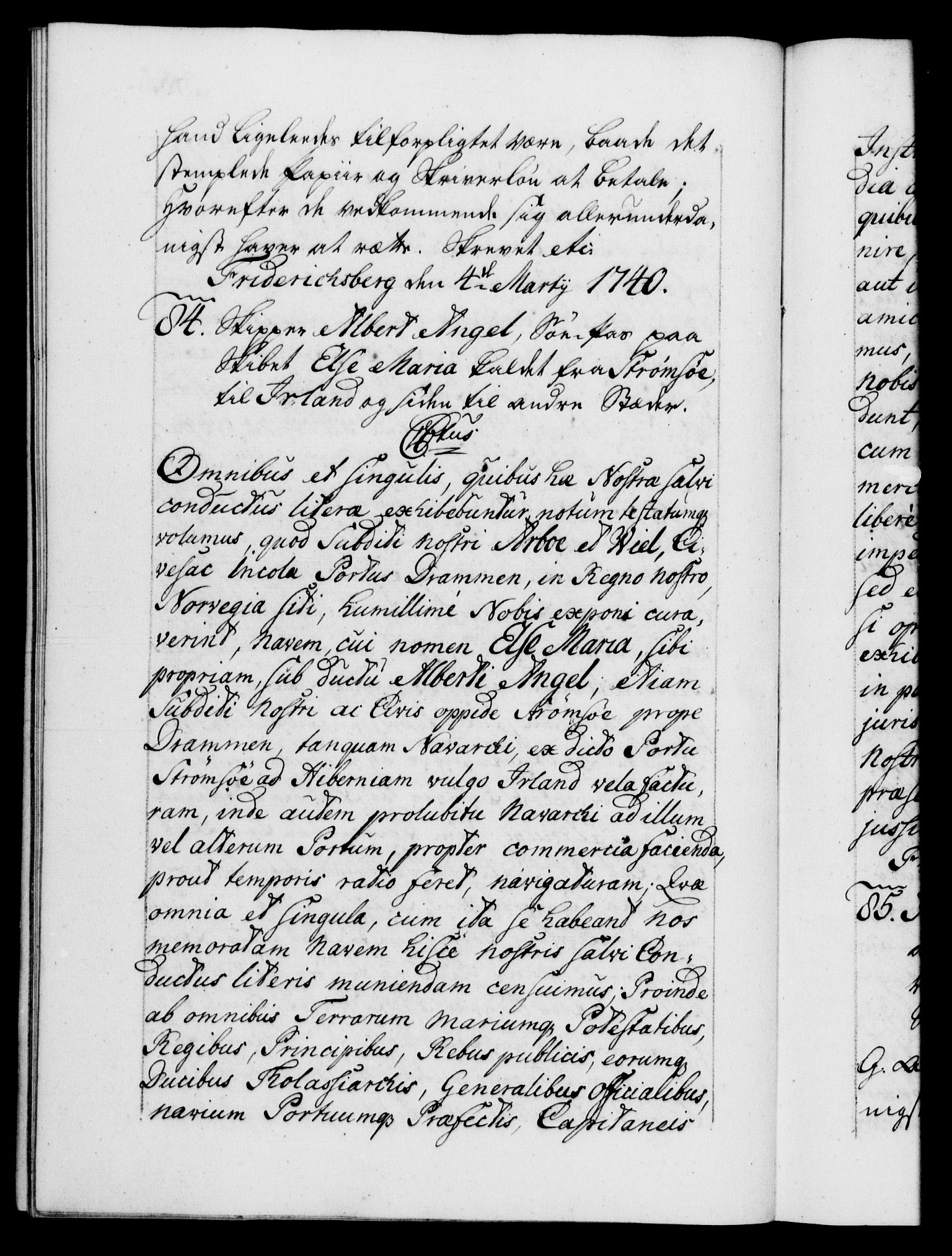 Danske Kanselli 1572-1799, AV/RA-EA-3023/F/Fc/Fca/Fcaa/L0031: Norske registre, 1739-1740, p. 385b