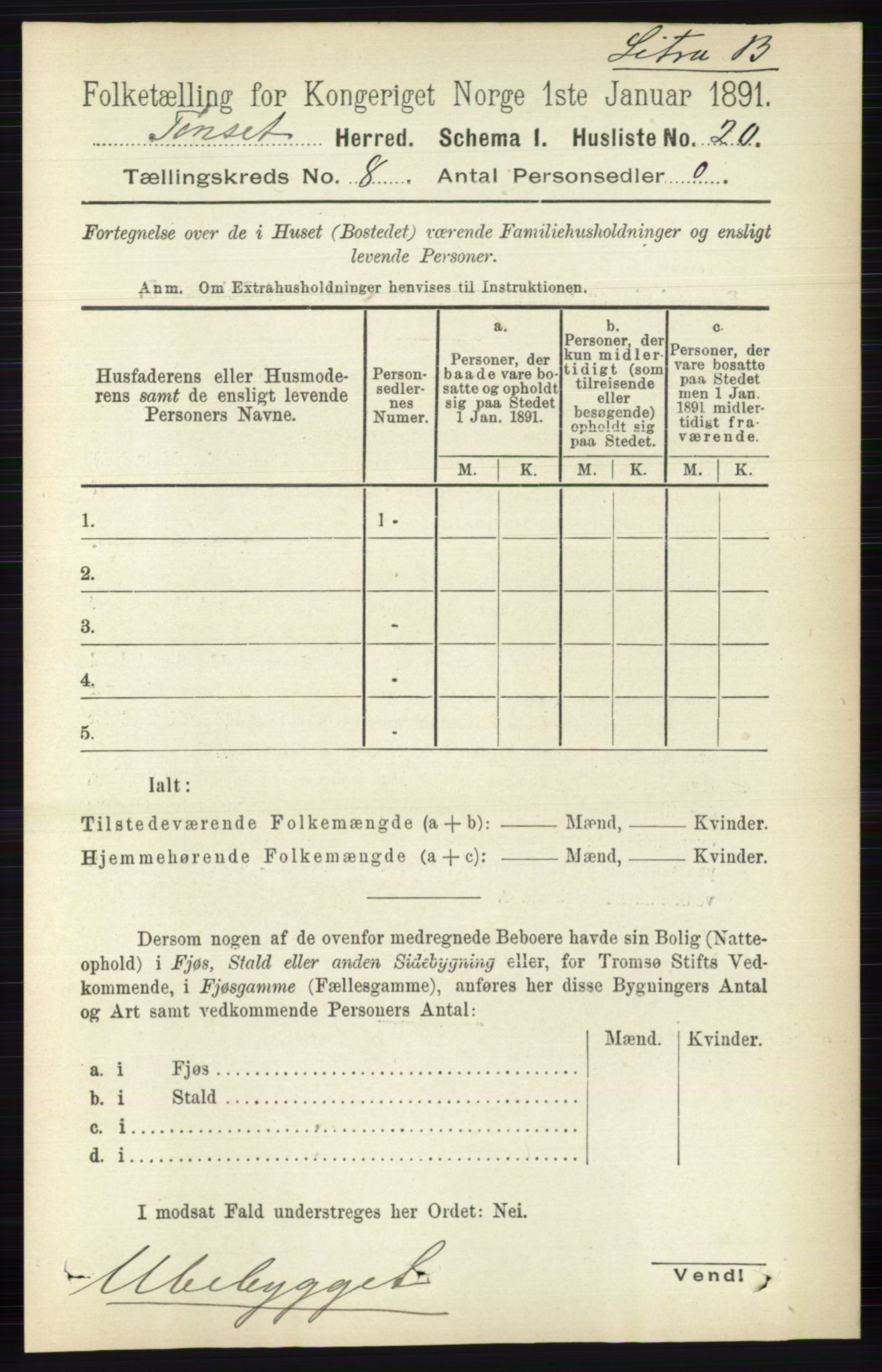 RA, 1891 census for 0437 Tynset, 1891, p. 2055