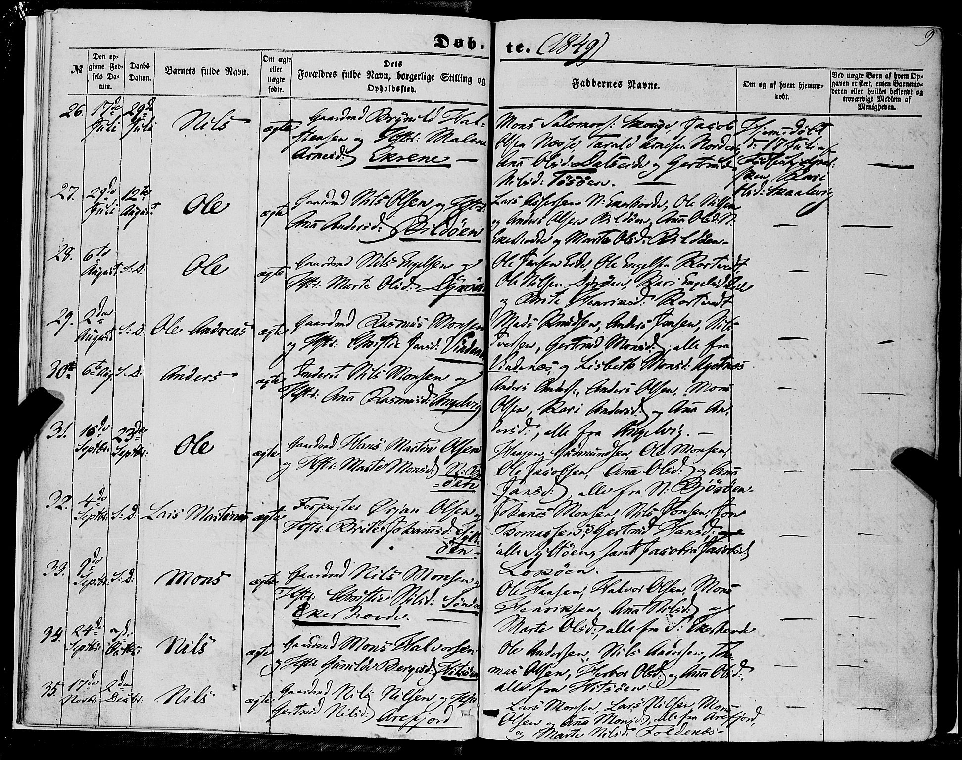 Fjell sokneprestembete, SAB/A-75301/H/Haa: Parish register (official) no. A 2, 1847-1864, p. 9