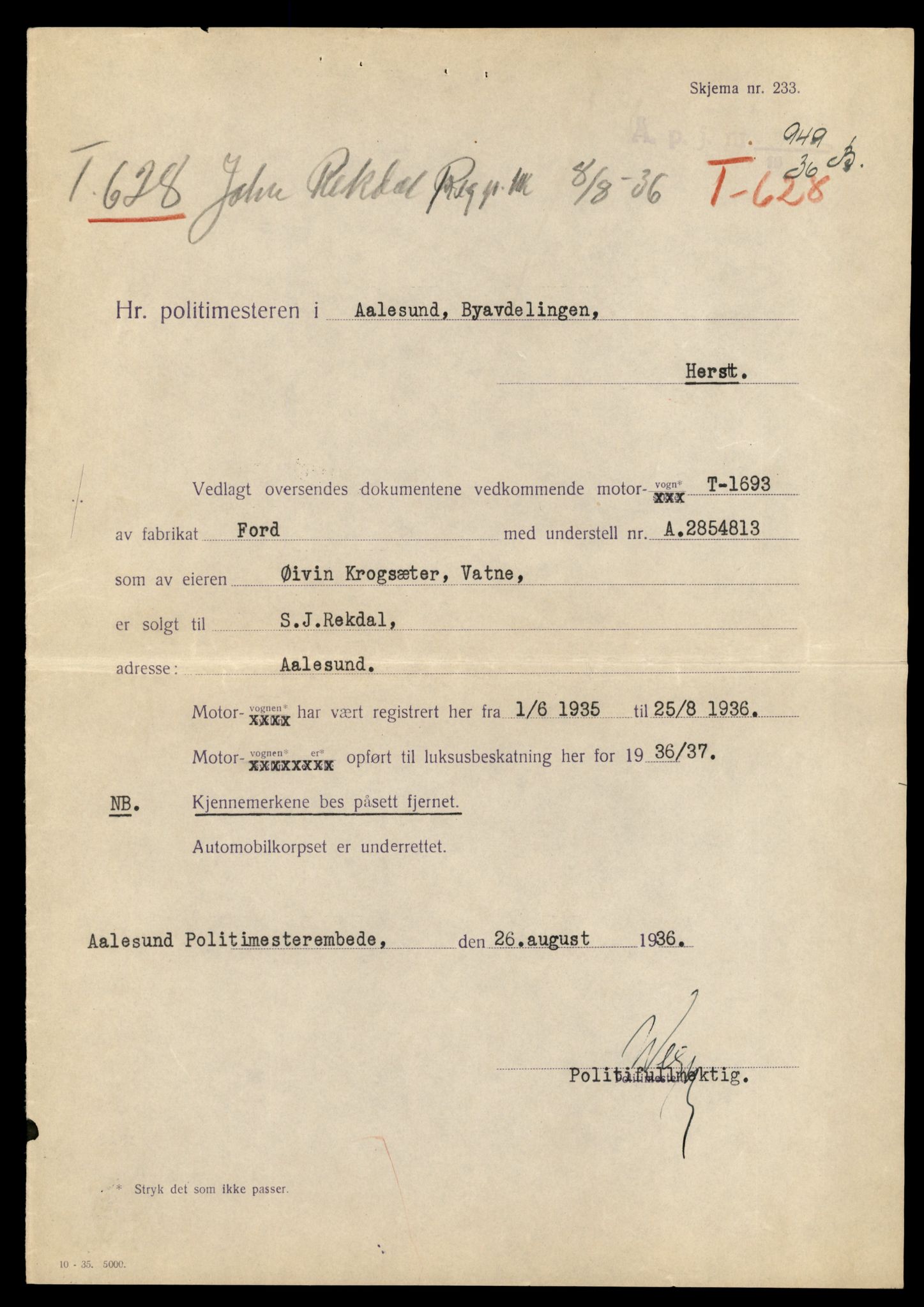 Møre og Romsdal vegkontor - Ålesund trafikkstasjon, AV/SAT-A-4099/F/Fe/L0024: Registreringskort for kjøretøy T 10810 - T 10930, 1927-1998, p. 585