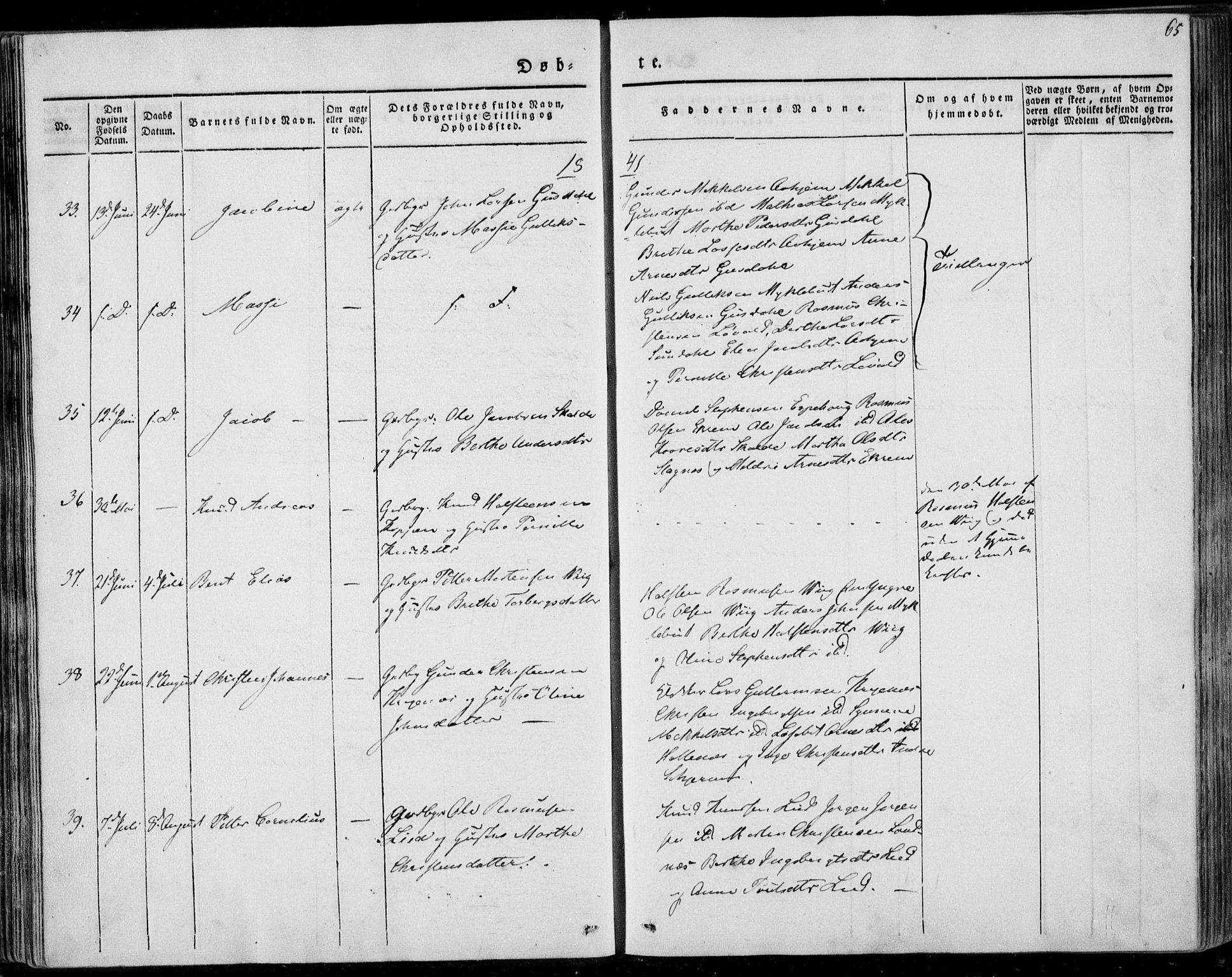 Ministerialprotokoller, klokkerbøker og fødselsregistre - Møre og Romsdal, AV/SAT-A-1454/501/L0005: Parish register (official) no. 501A05, 1831-1844, p. 65