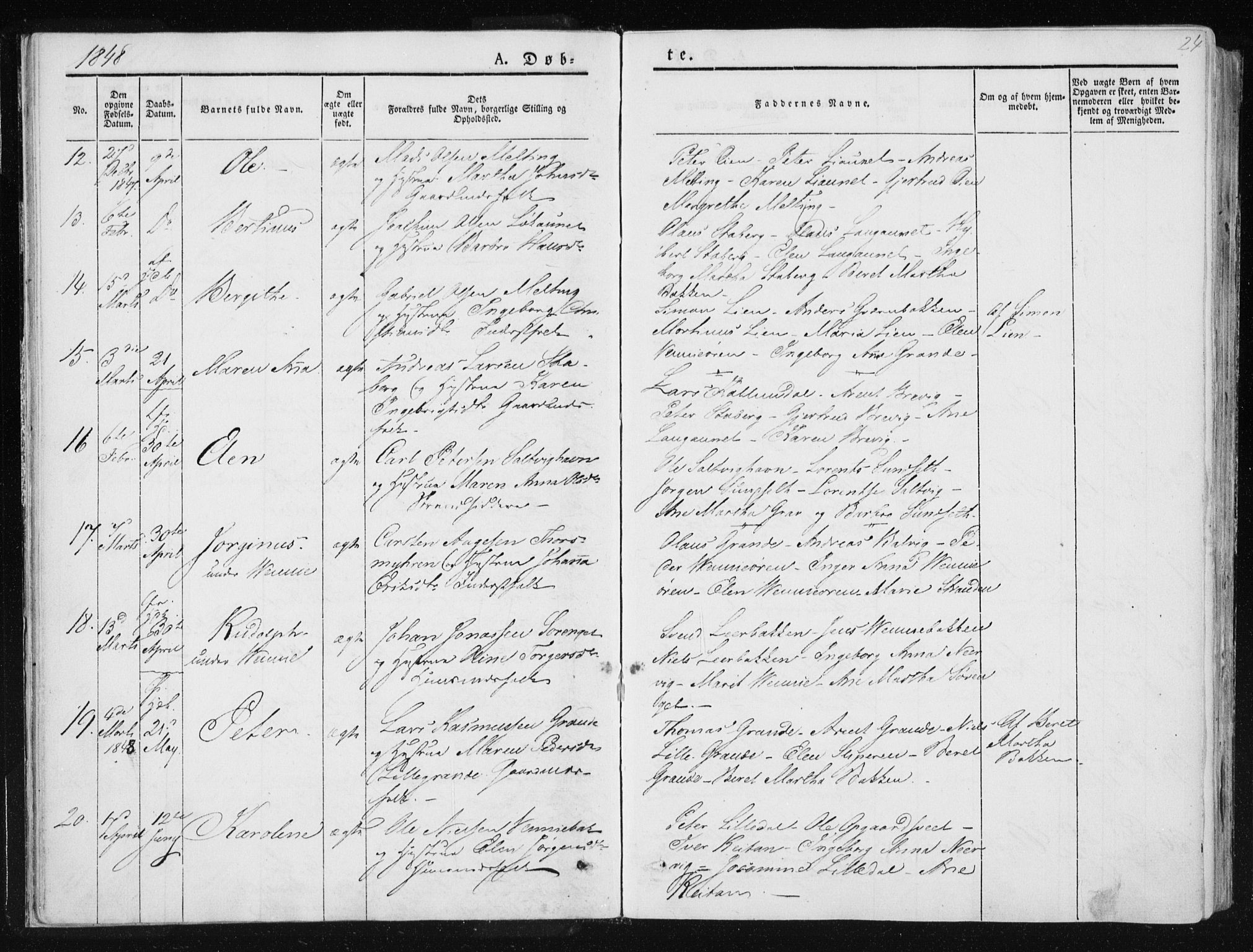 Ministerialprotokoller, klokkerbøker og fødselsregistre - Nord-Trøndelag, AV/SAT-A-1458/733/L0323: Parish register (official) no. 733A02, 1843-1870, p. 24