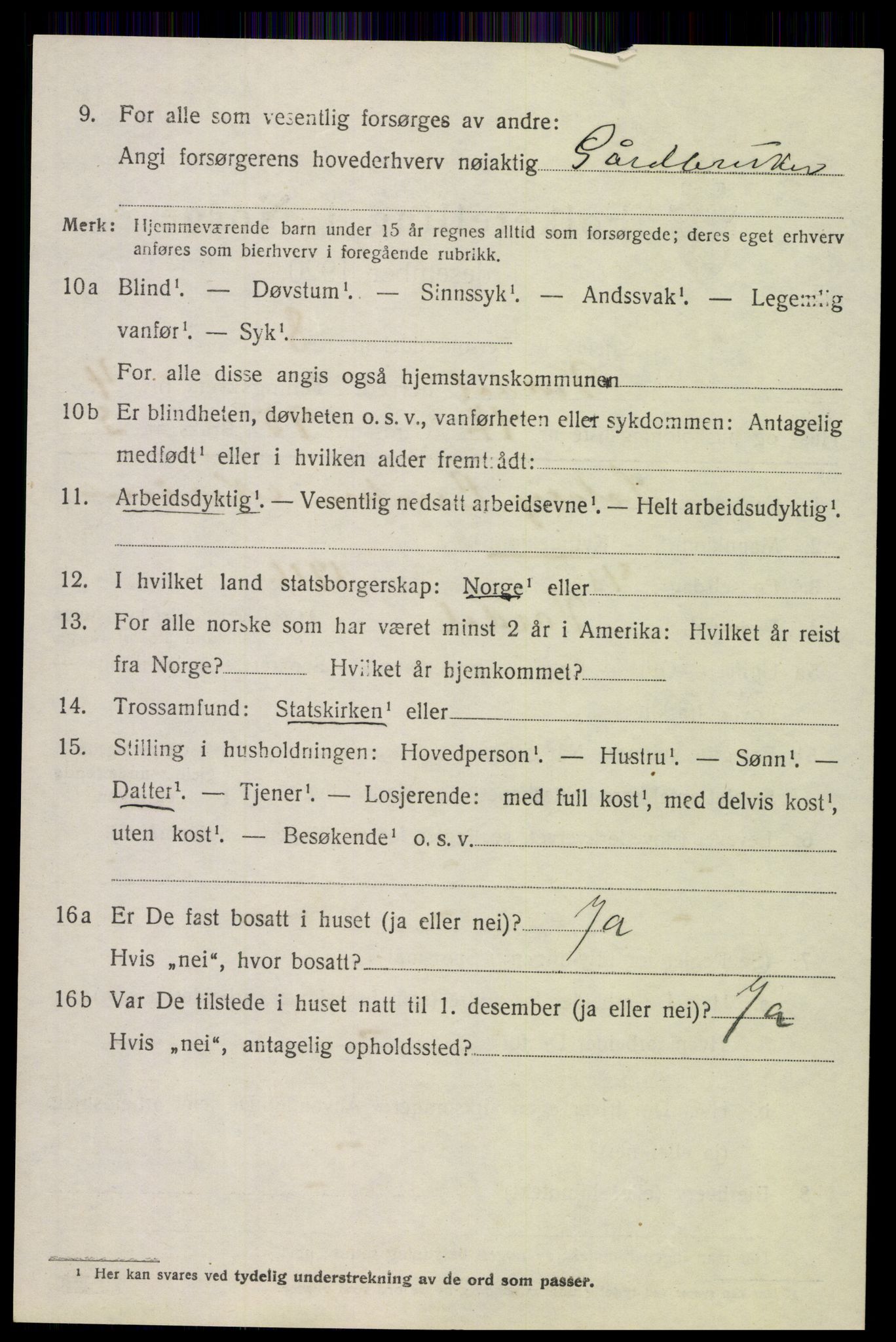 SAH, 1920 census for Vardal, 1920, p. 3036