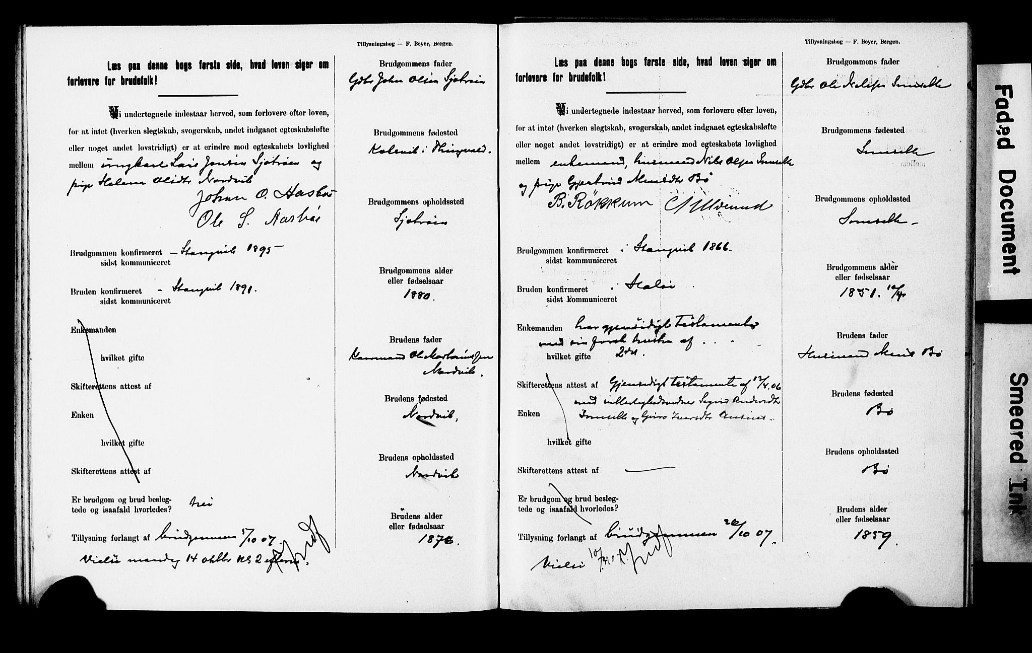 Ministerialprotokoller, klokkerbøker og fødselsregistre - Møre og Romsdal, AV/SAT-A-1454/592/L1028: Banns register no. 592A06, 1903-1909