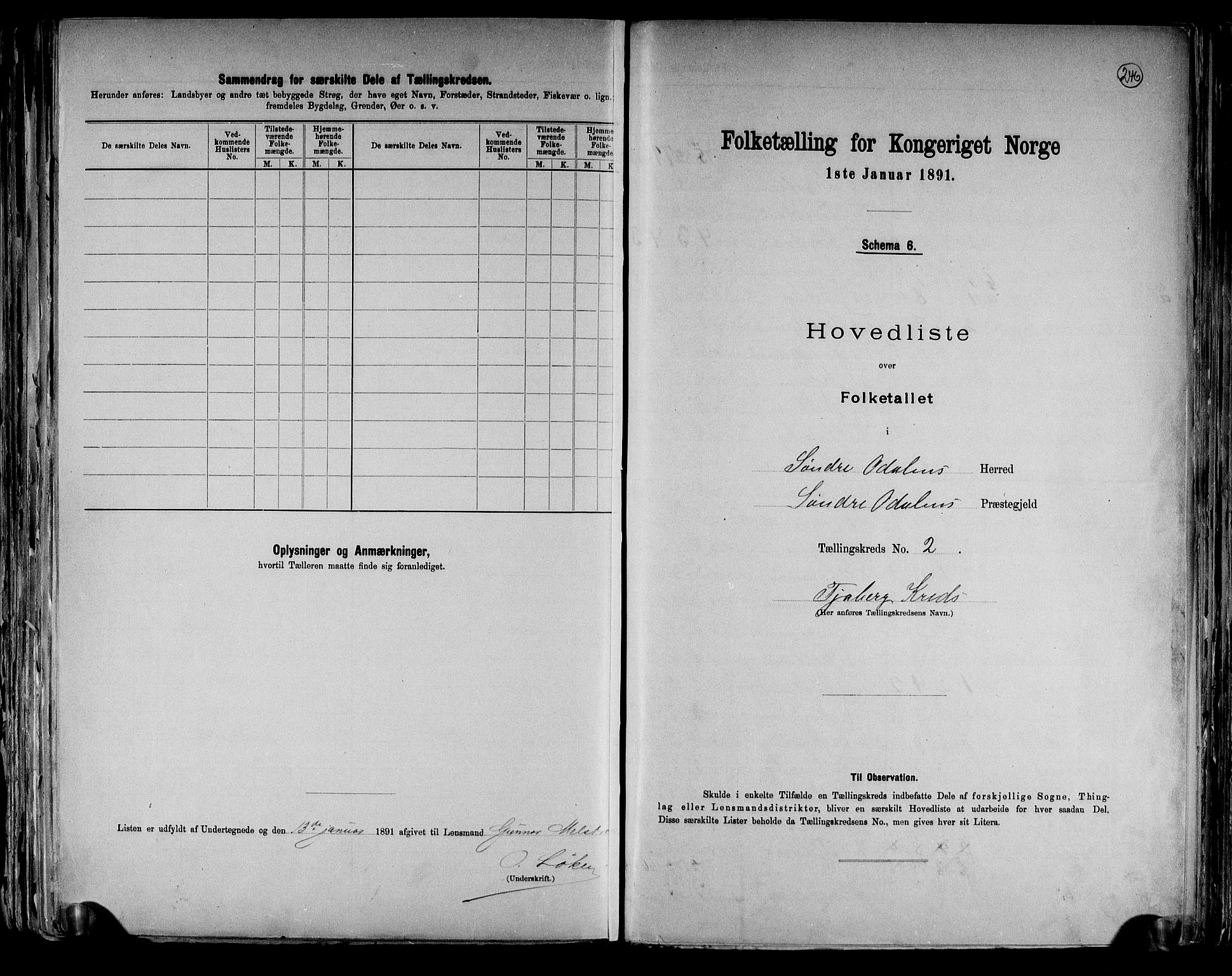 RA, 1891 census for 0419 Sør-Odal, 1891, p. 6