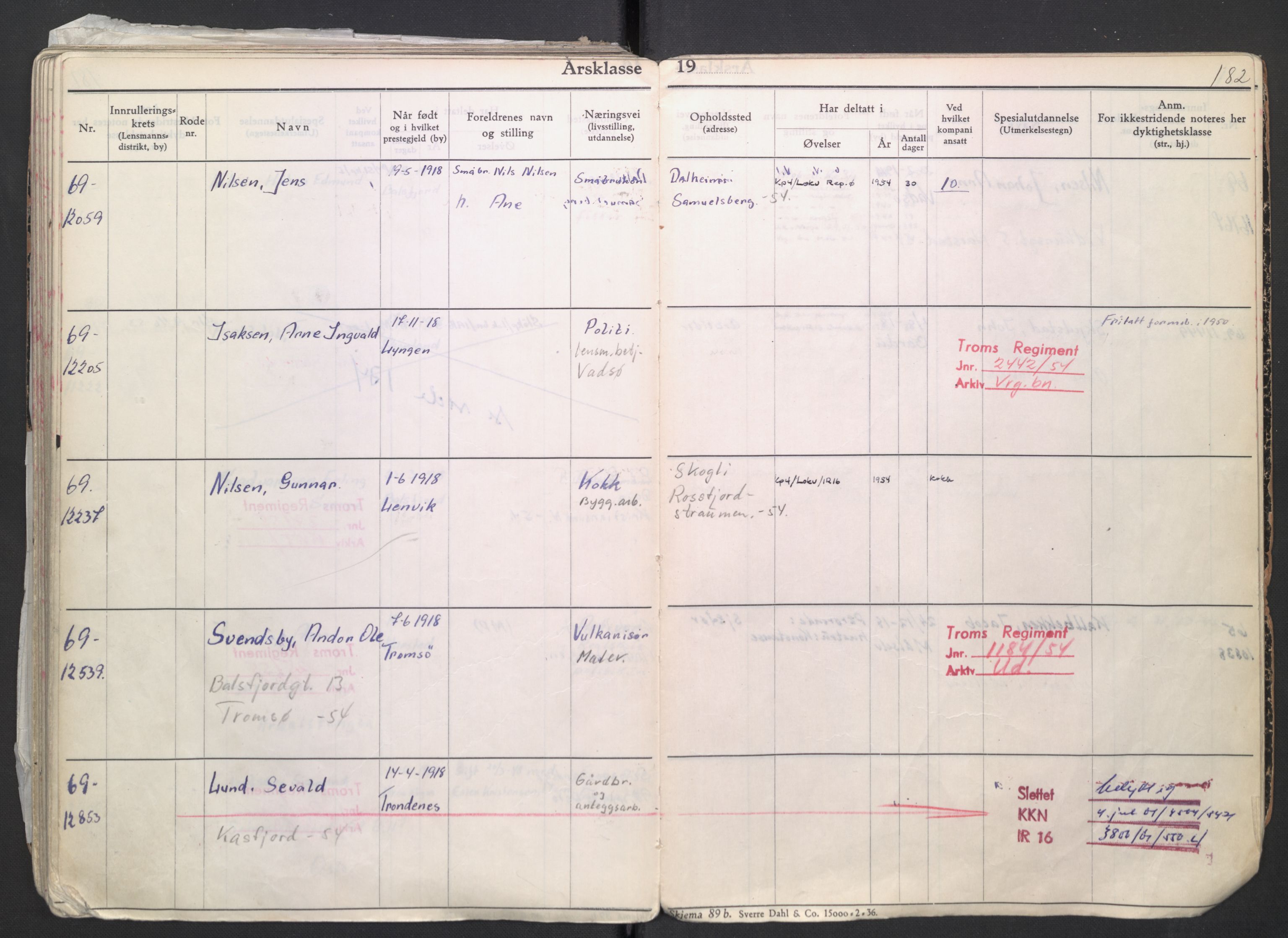 Forsvaret, Troms infanteriregiment nr. 16, AV/RA-RAFA-3146/P/Pa/L0007/0004: Ruller / Rulle for regimentets menige mannskaper, årsklasse 1939, 1939, p. 182