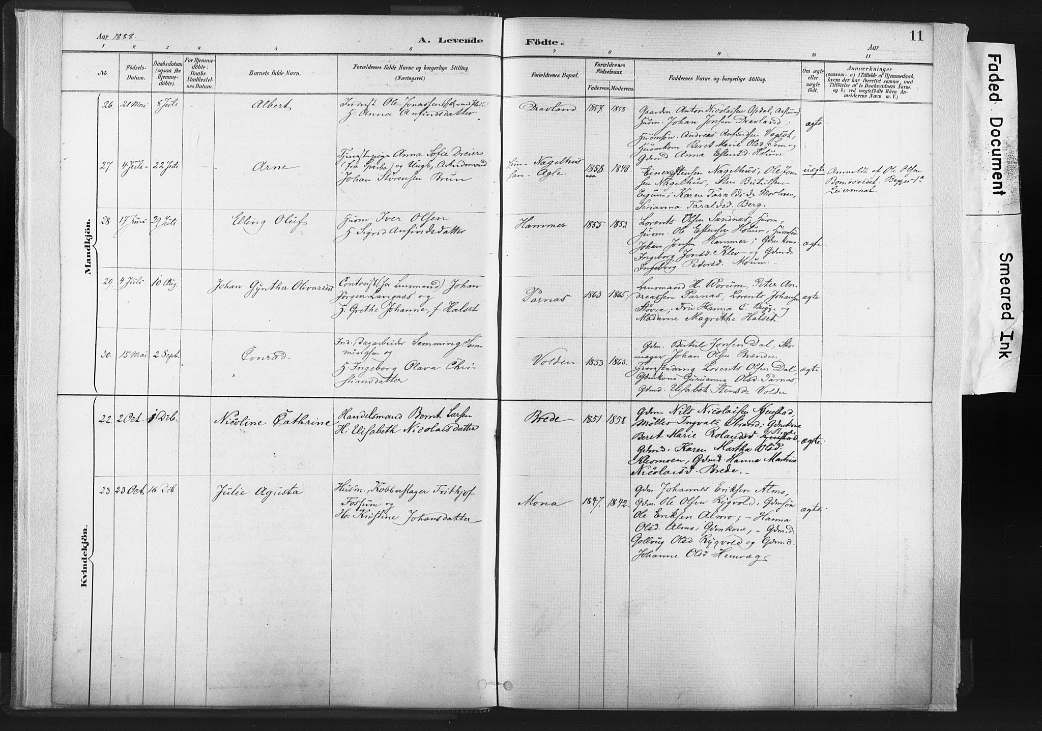 Ministerialprotokoller, klokkerbøker og fødselsregistre - Nord-Trøndelag, AV/SAT-A-1458/749/L0474: Parish register (official) no. 749A08, 1887-1903, p. 11