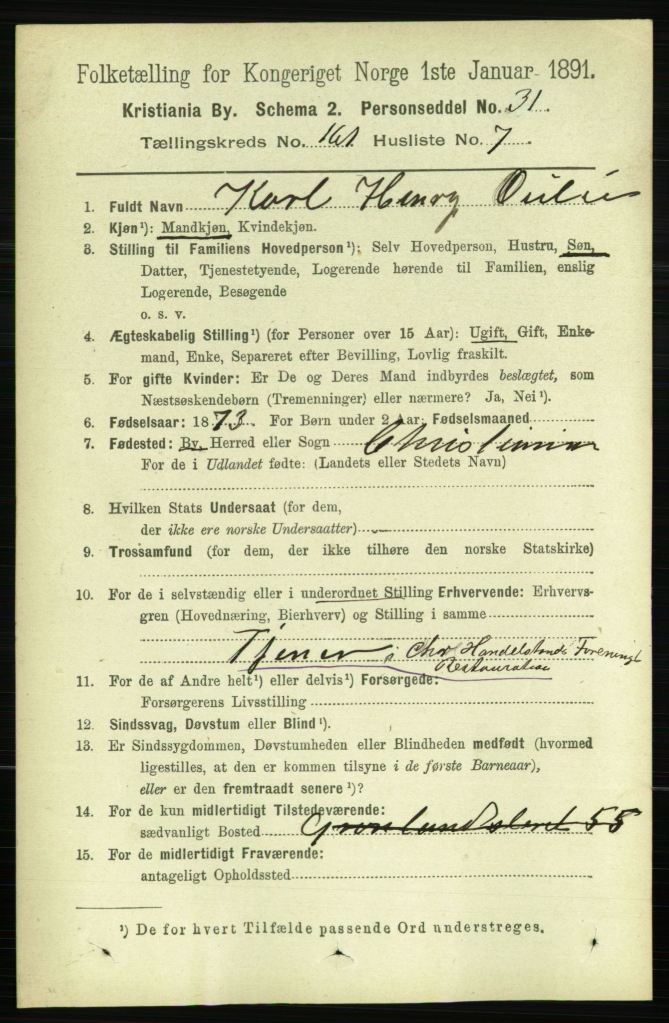RA, 1891 census for 0301 Kristiania, 1891, p. 91751