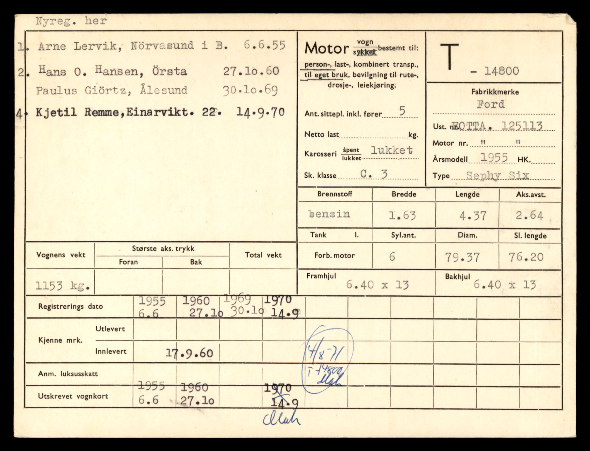 Møre og Romsdal vegkontor - Ålesund trafikkstasjon, AV/SAT-A-4099/F/Fe/L0048: Registreringskort for kjøretøy T 14721 - T 14863, 1927-1998, p. 1651