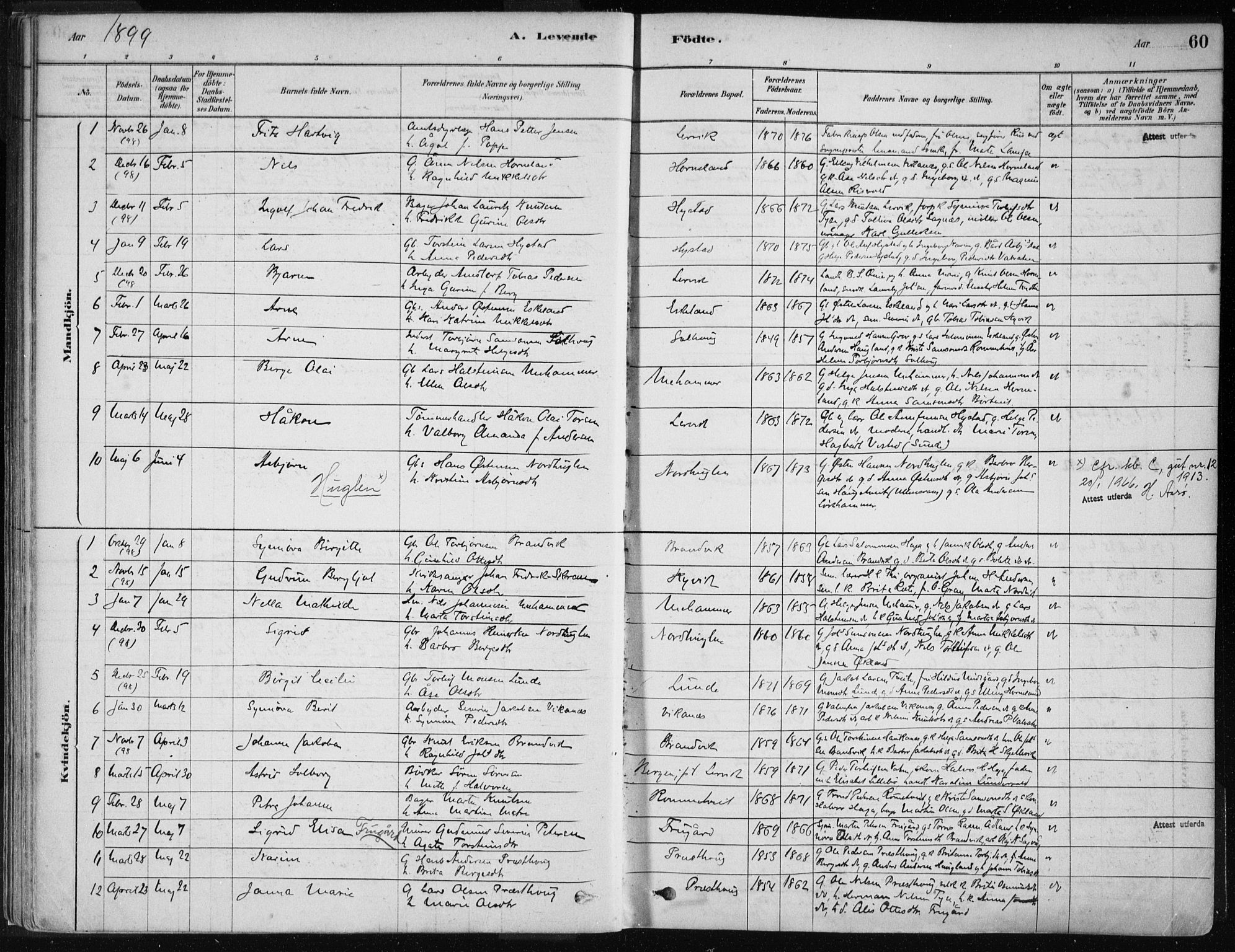Stord sokneprestembete, SAB/A-78201/H/Haa: Parish register (official) no. B 2, 1878-1913, p. 60