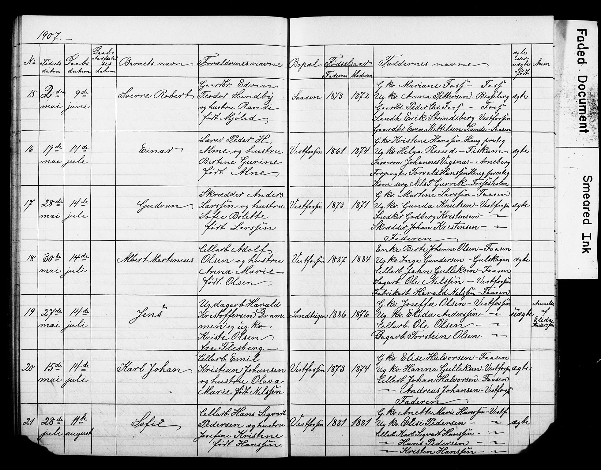 Eiker kirkebøker, AV/SAKO-A-4/F/Fb/L0008: Parish register (official) no. II 8, 1902-1913