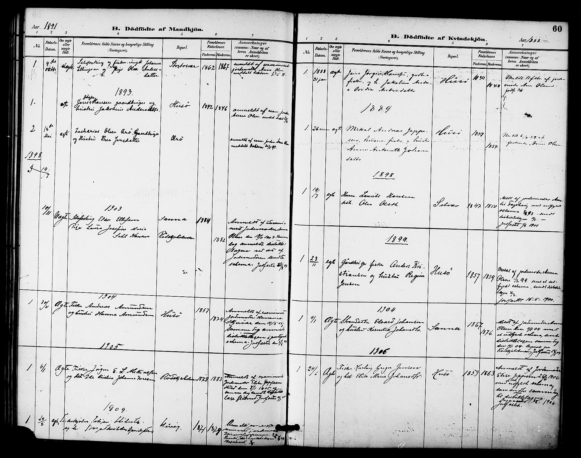 Ministerialprotokoller, klokkerbøker og fødselsregistre - Nordland, AV/SAT-A-1459/840/L0580: Parish register (official) no. 840A02, 1887-1909, p. 60