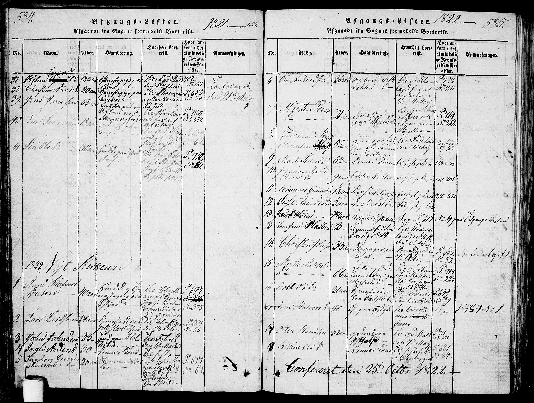 Berg prestekontor Kirkebøker, AV/SAO-A-10902/G/Ga/L0001: Parish register (copy) no. I 1, 1815-1832, p. 584-585