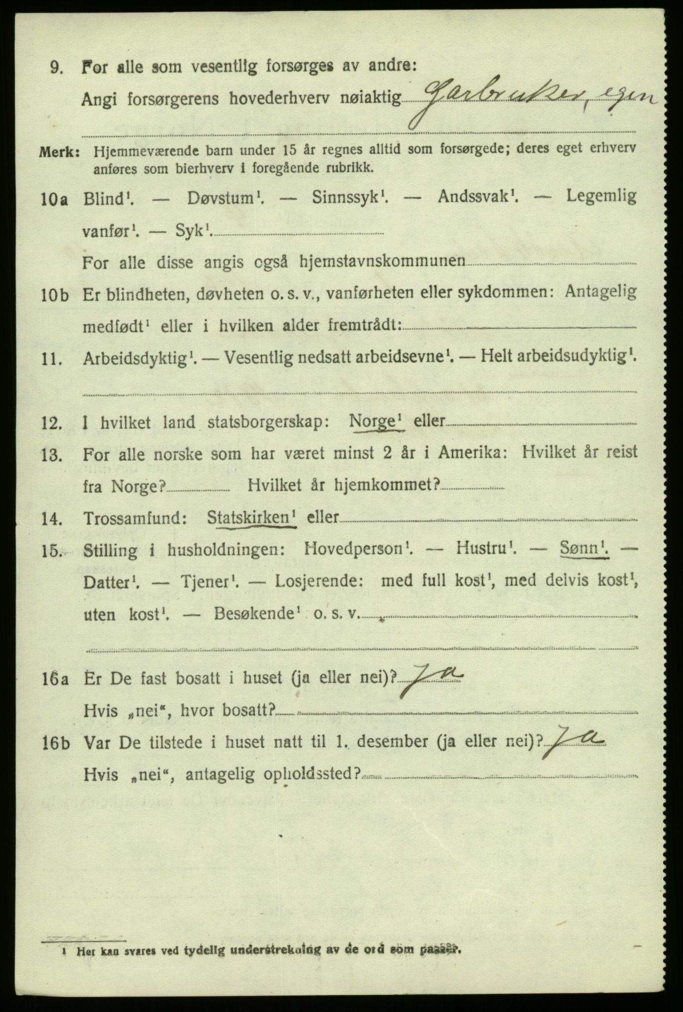 SAB, 1920 census for Austrheim, 1920, p. 3477