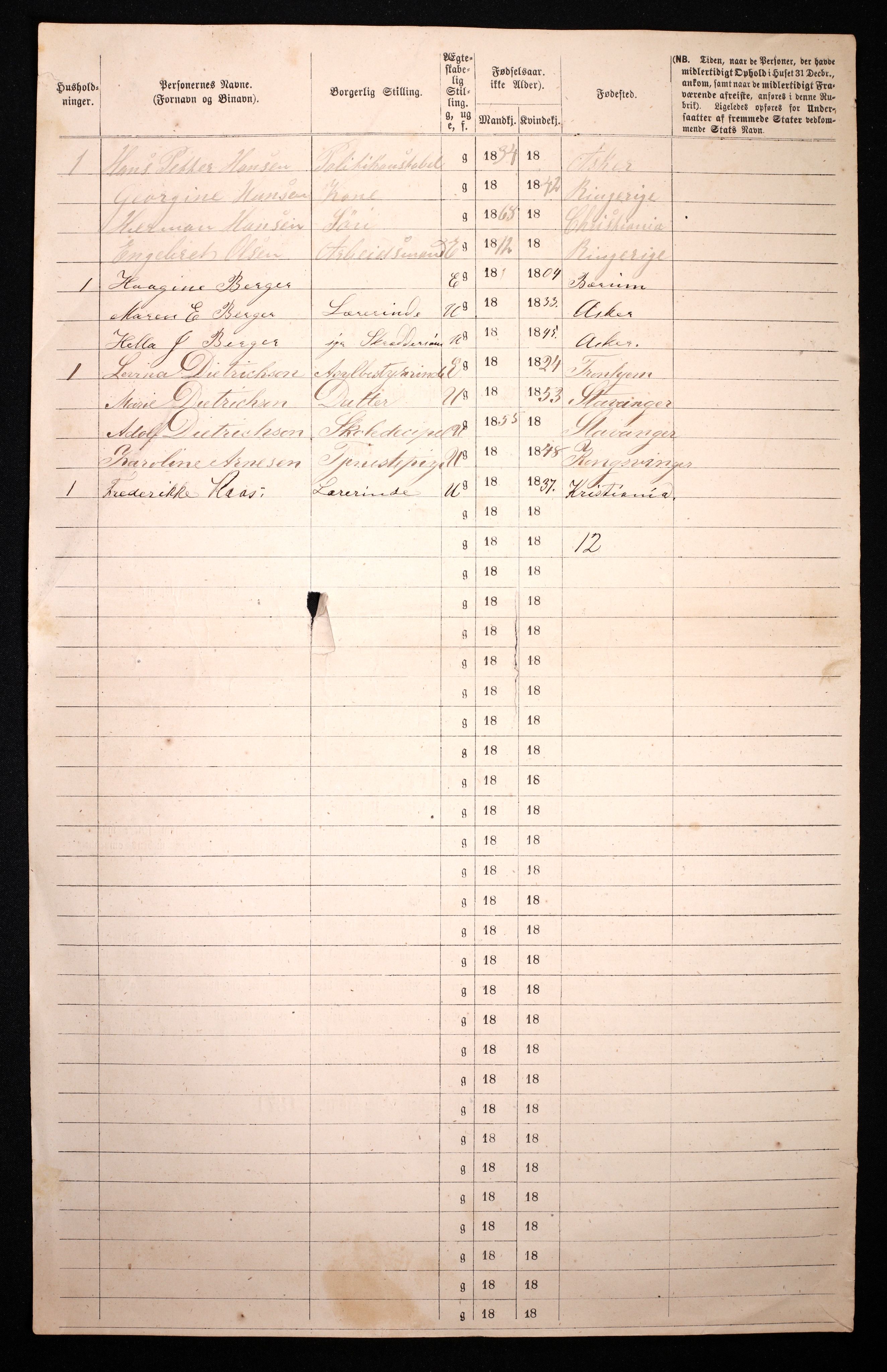 RA, 1870 census for 0301 Kristiania, 1870, p. 2526