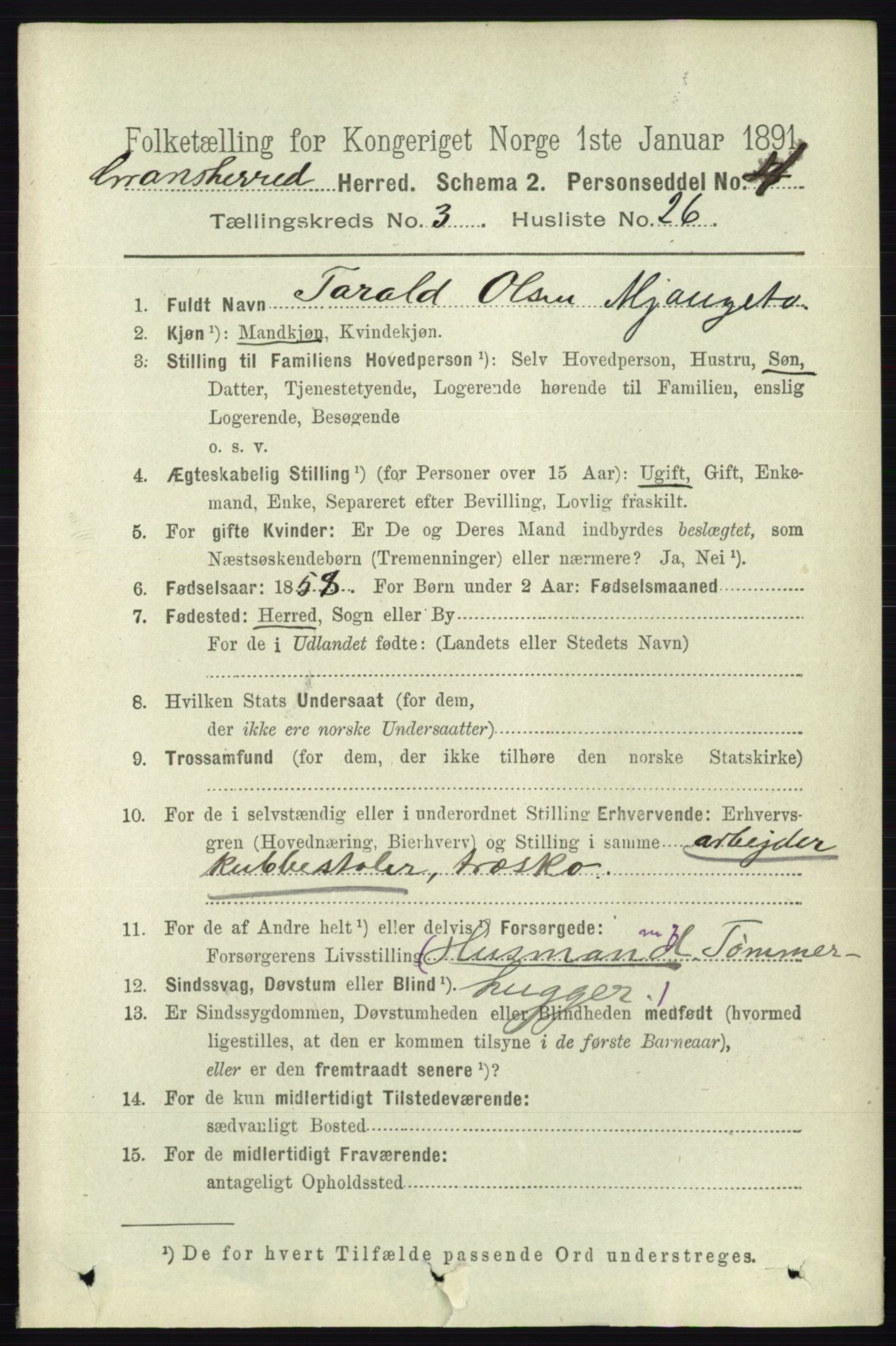 RA, 1891 census for 0824 Gransherad, 1891, p. 653