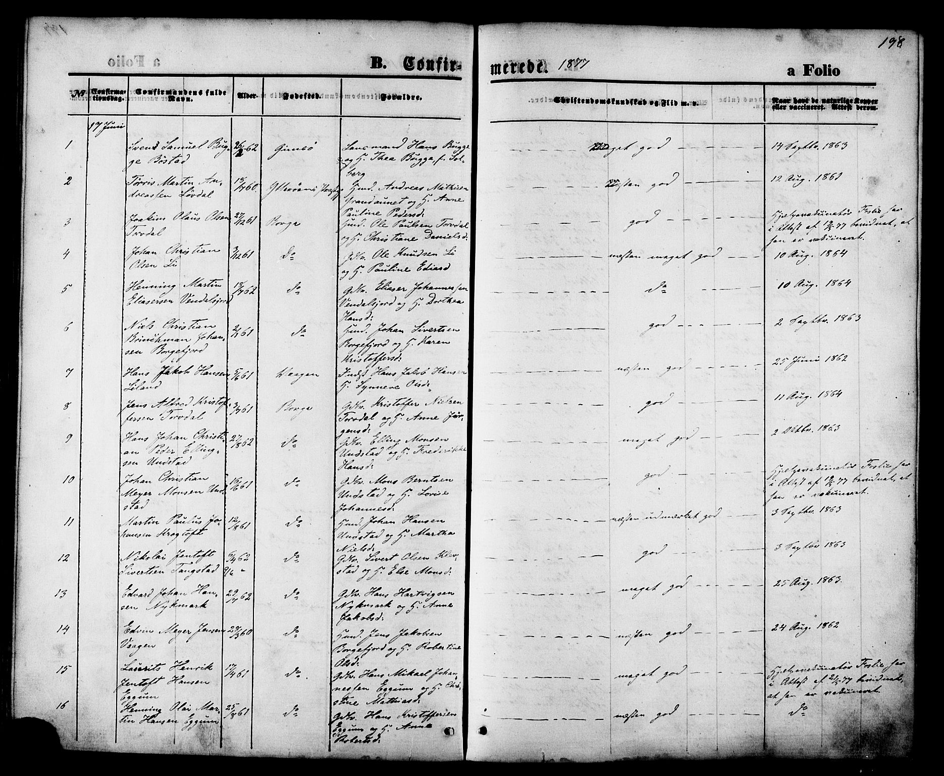 Ministerialprotokoller, klokkerbøker og fødselsregistre - Nordland, SAT/A-1459/880/L1132: Parish register (official) no. 880A06, 1869-1887, p. 198
