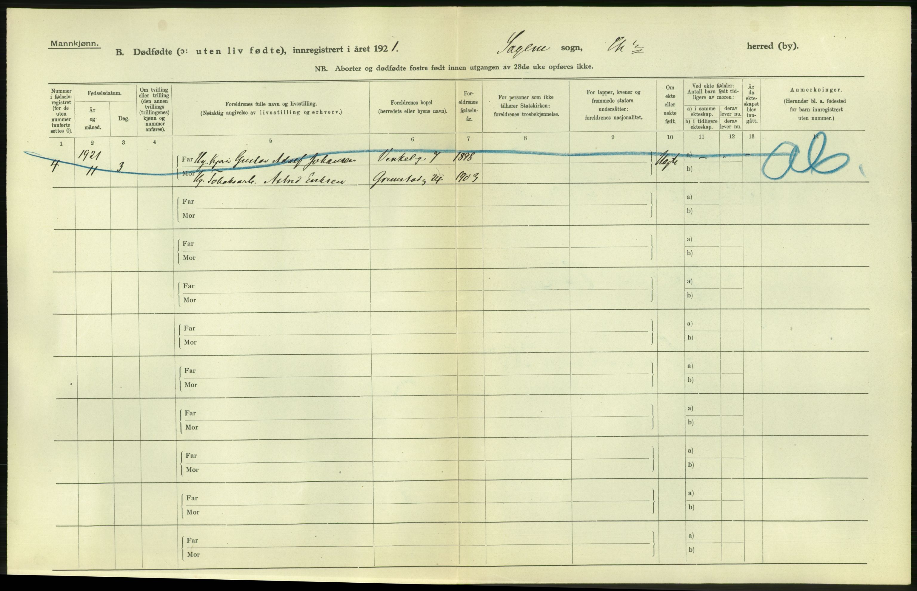 Statistisk sentralbyrå, Sosiodemografiske emner, Befolkning, AV/RA-S-2228/D/Df/Dfc/Dfca/L0013: Kristiania: Døde, dødfødte, 1921, p. 562