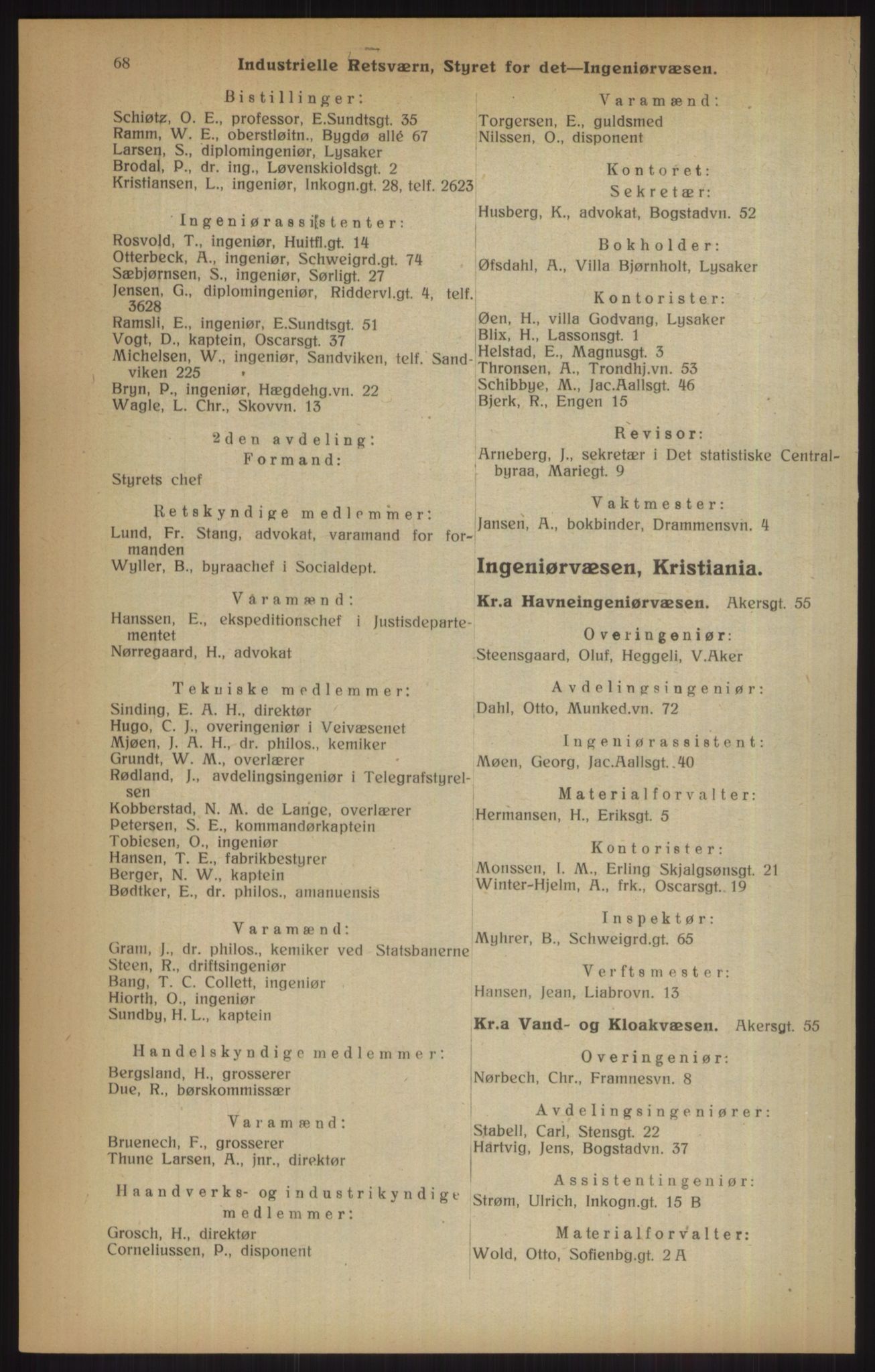 Kristiania/Oslo adressebok, PUBL/-, 1915, p. 68