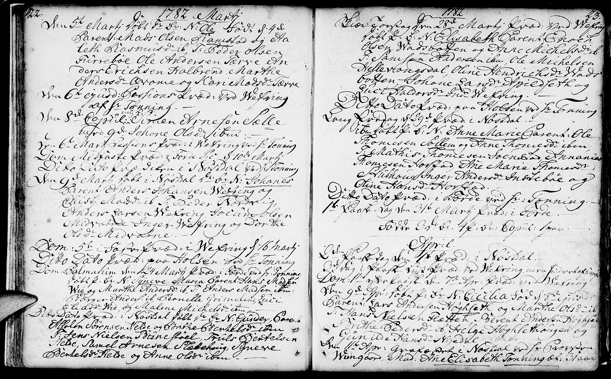 Førde sokneprestembete, AV/SAB-A-79901/H/Haa/Haaa/L0004: Parish register (official) no. A 4, 1781-1803, p. 22-23