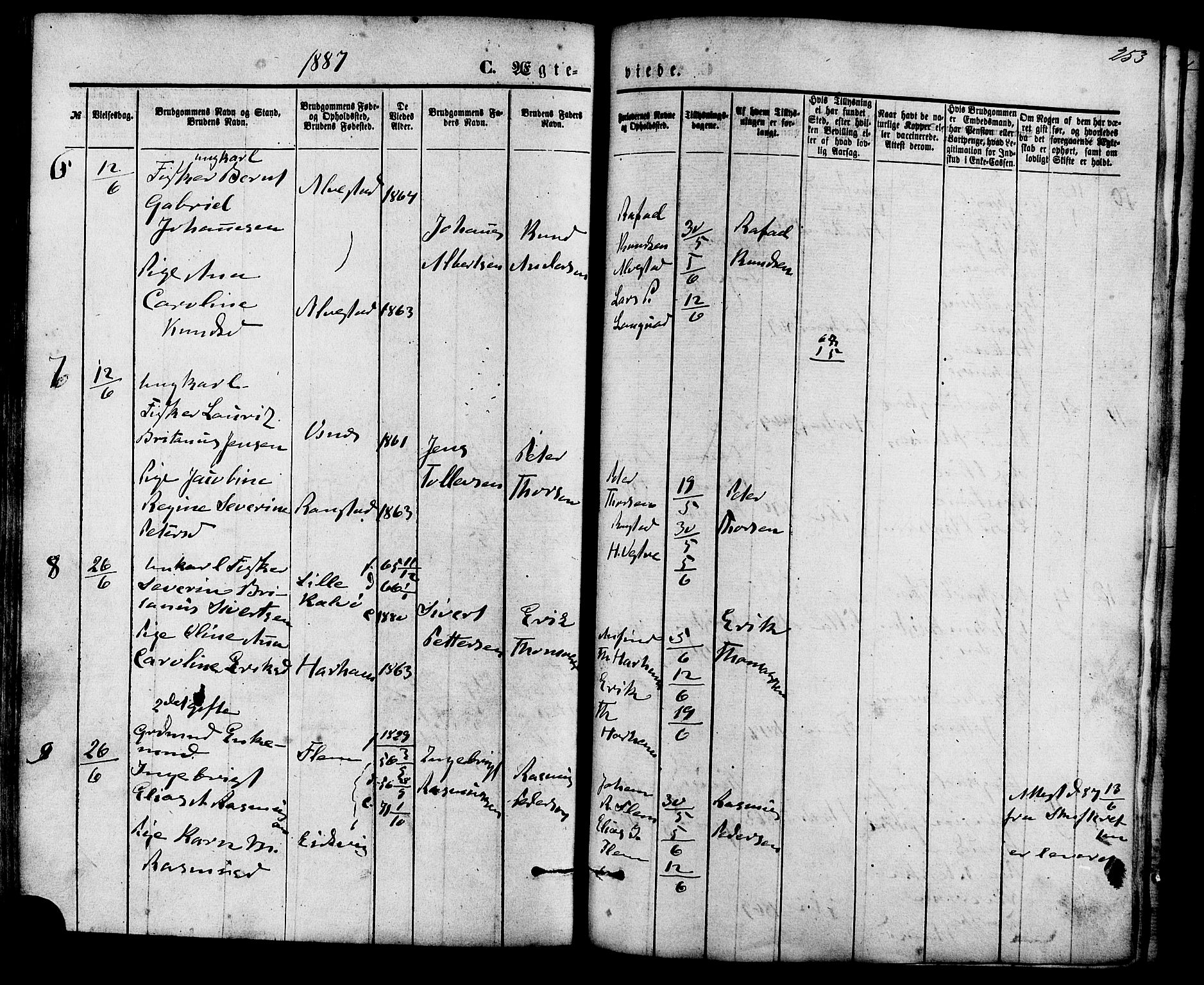 Ministerialprotokoller, klokkerbøker og fødselsregistre - Møre og Romsdal, AV/SAT-A-1454/536/L0500: Parish register (official) no. 536A09, 1876-1889, p. 253