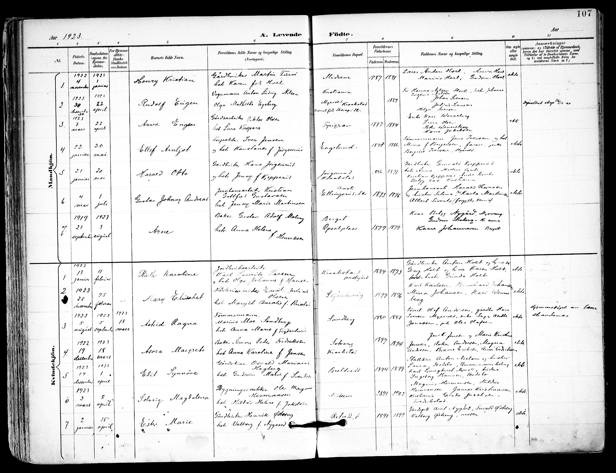 Kråkstad prestekontor Kirkebøker, SAO/A-10125a/F/Fa/L0010: Parish register (official) no. I 10, 1893-1931, p. 107