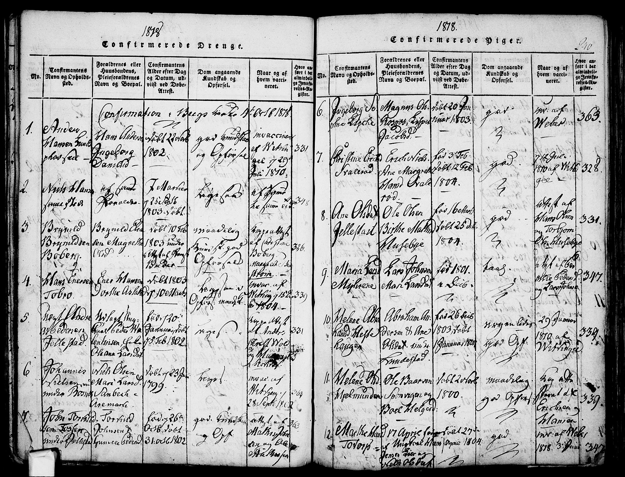 Berg prestekontor Kirkebøker, SAO/A-10902/F/Fa/L0002: Parish register (official) no. I 2, 1815-1831, p. 240