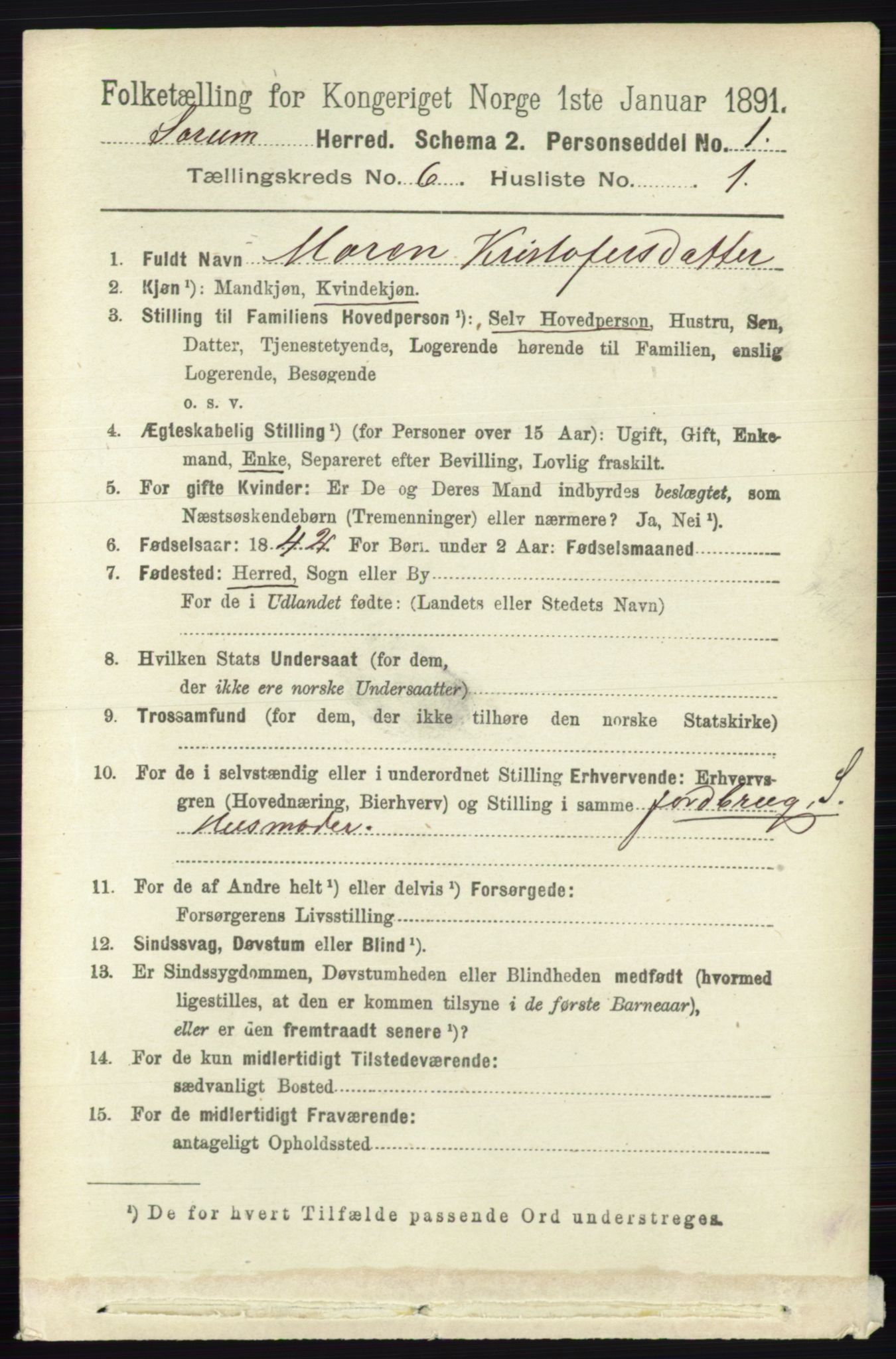 RA, 1891 census for 0226 Sørum, 1891, p. 2690