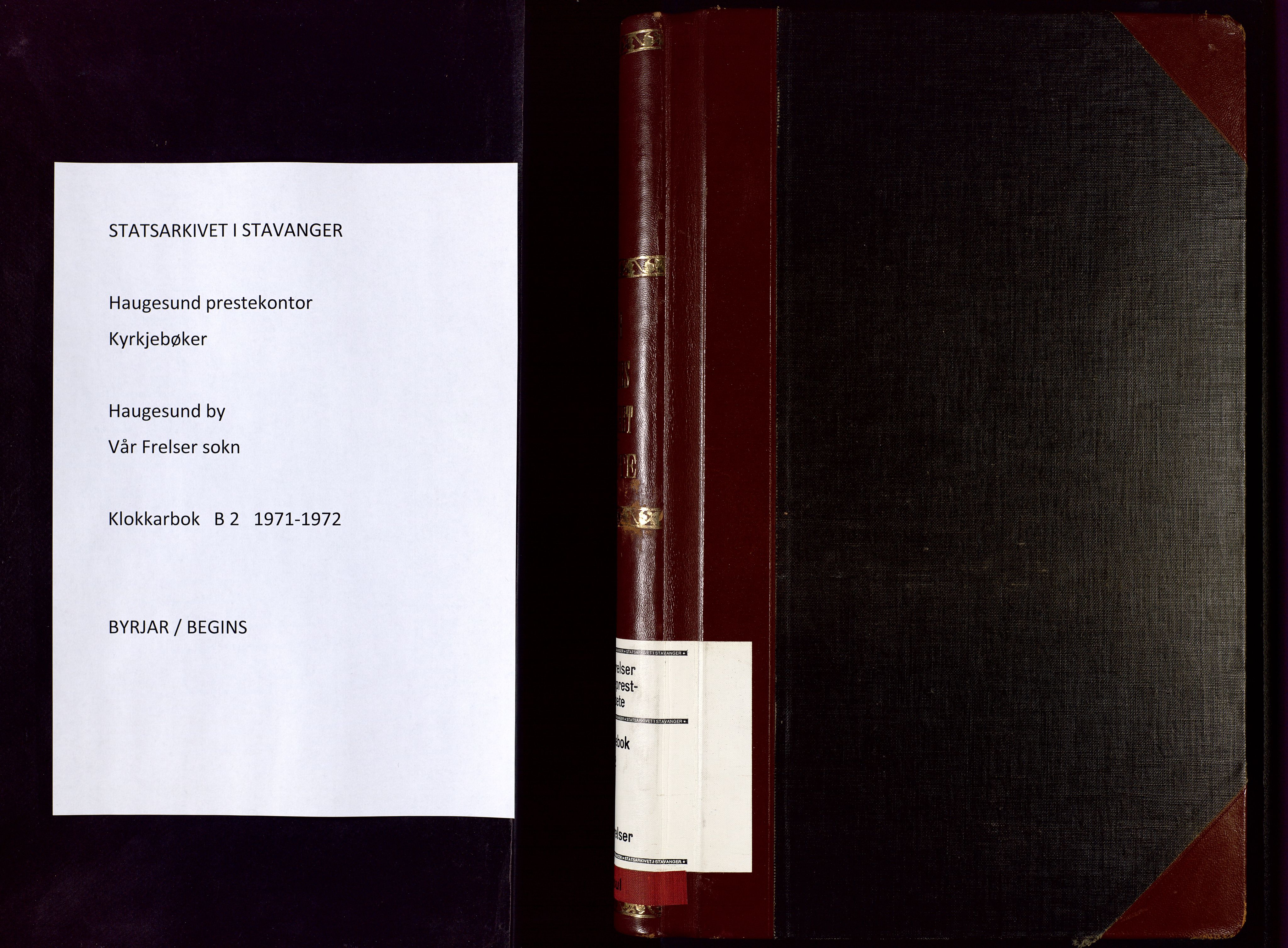 Vår Frelser sokneprestkontor, SAST/A -101860/H/Ha/Hab/L0002: Parish register (copy), 1971-1972