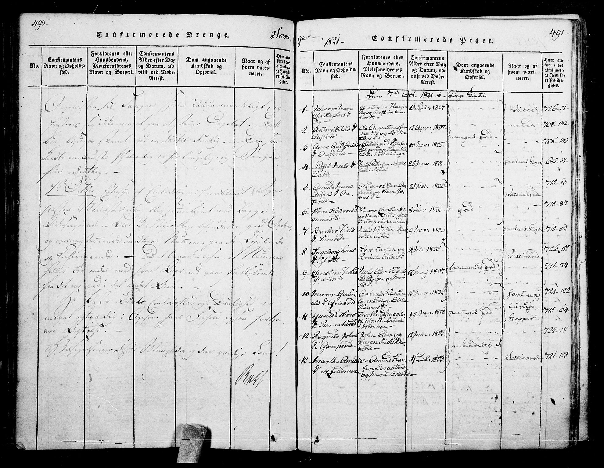 Skoger kirkebøker, AV/SAKO-A-59/F/Fa/L0002: Parish register (official) no. I 2 /1, 1814-1842, p. 490-491