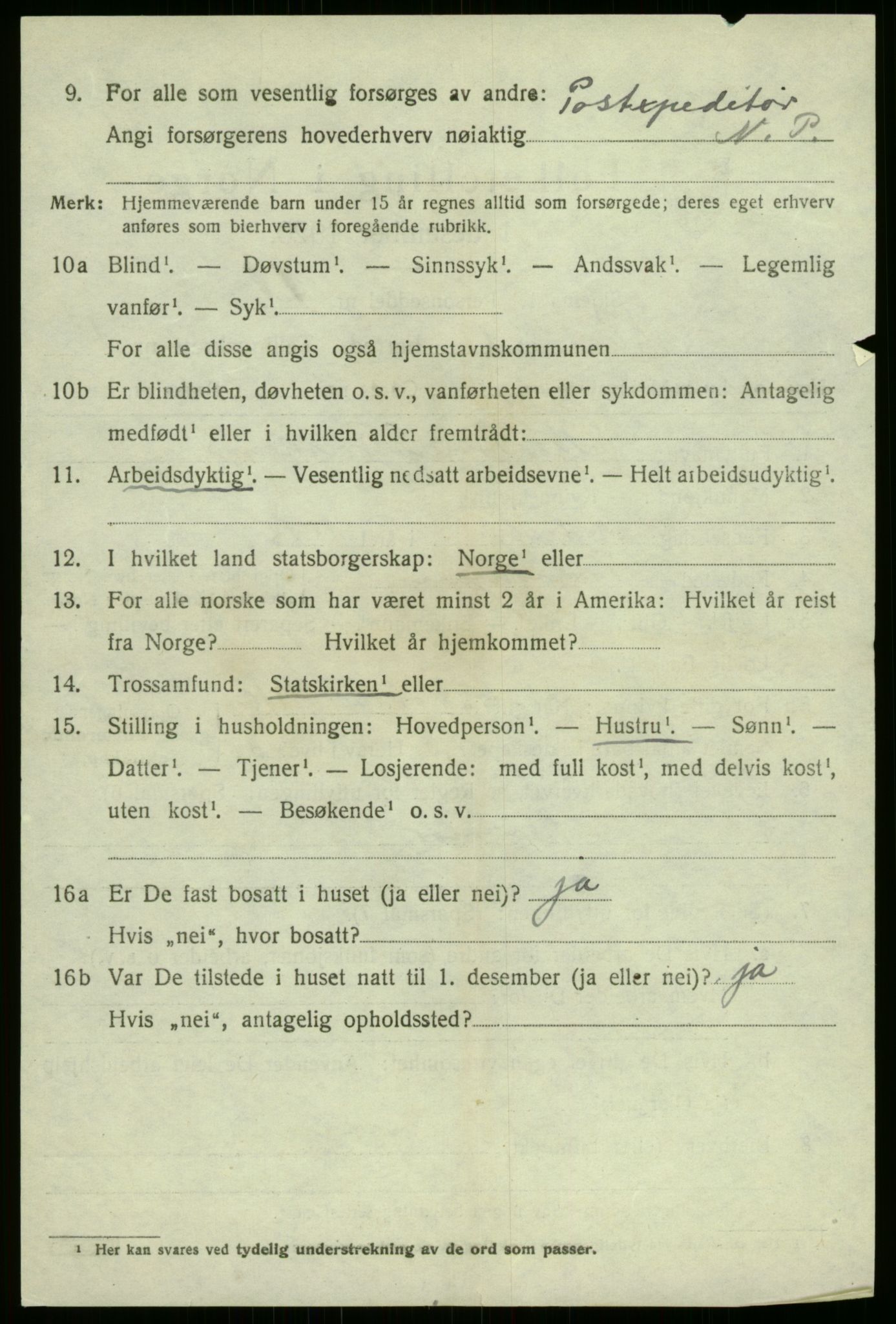 SAB, 1920 census for Aurland, 1920, p. 1835