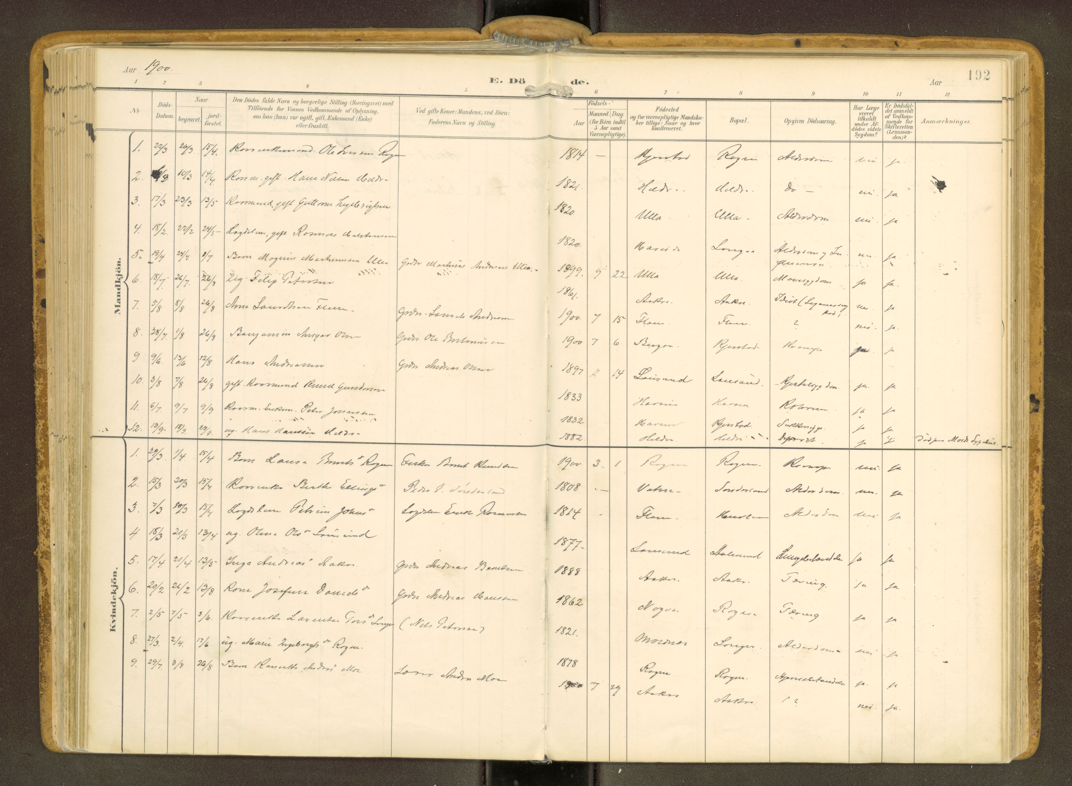 Ministerialprotokoller, klokkerbøker og fødselsregistre - Møre og Romsdal, AV/SAT-A-1454/536/L0517: Parish register (official) no. 536A--, 1897-1917, p. 192