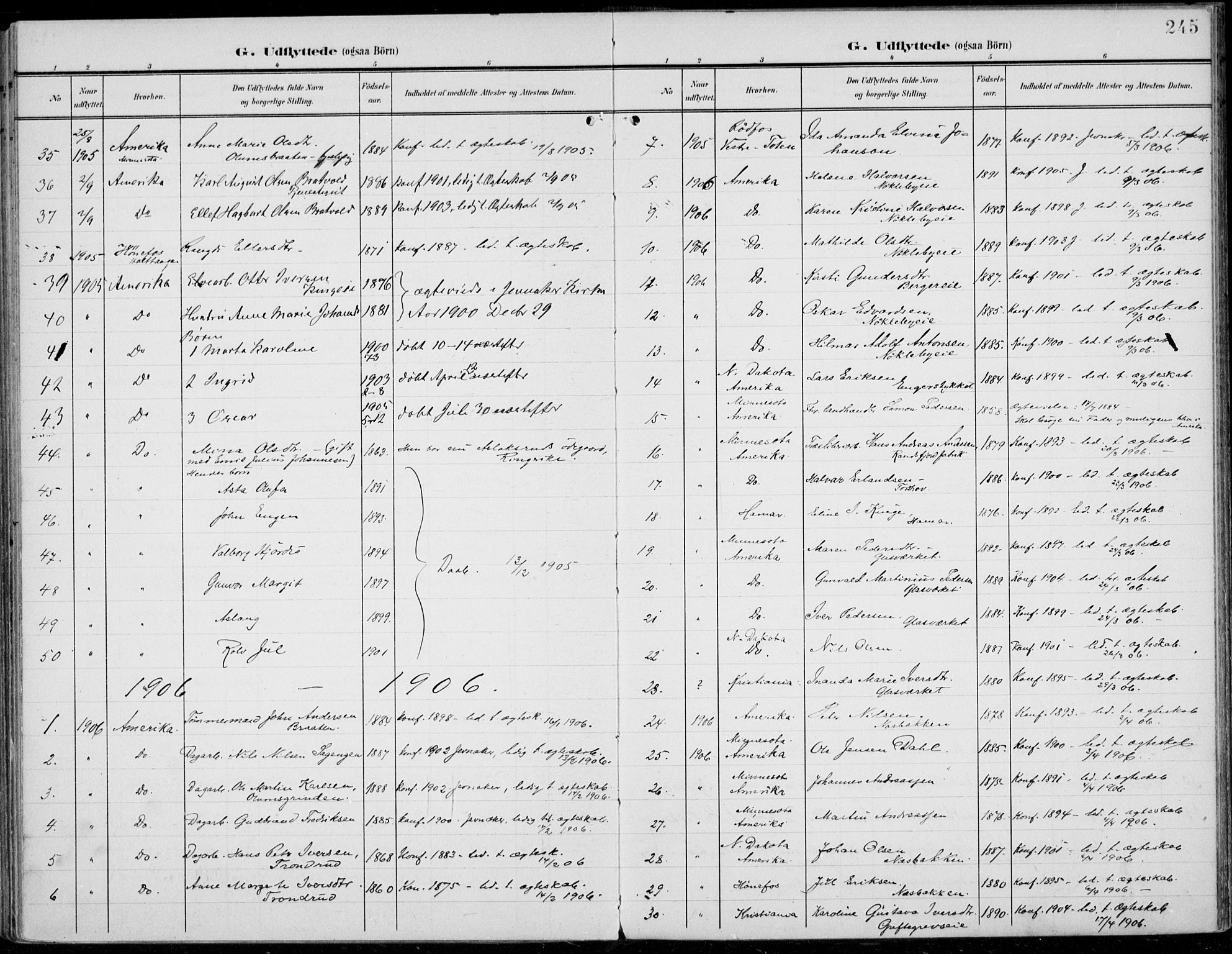 Jevnaker prestekontor, SAH/PREST-116/H/Ha/Haa/L0011: Parish register (official) no. 11, 1902-1913, p. 245