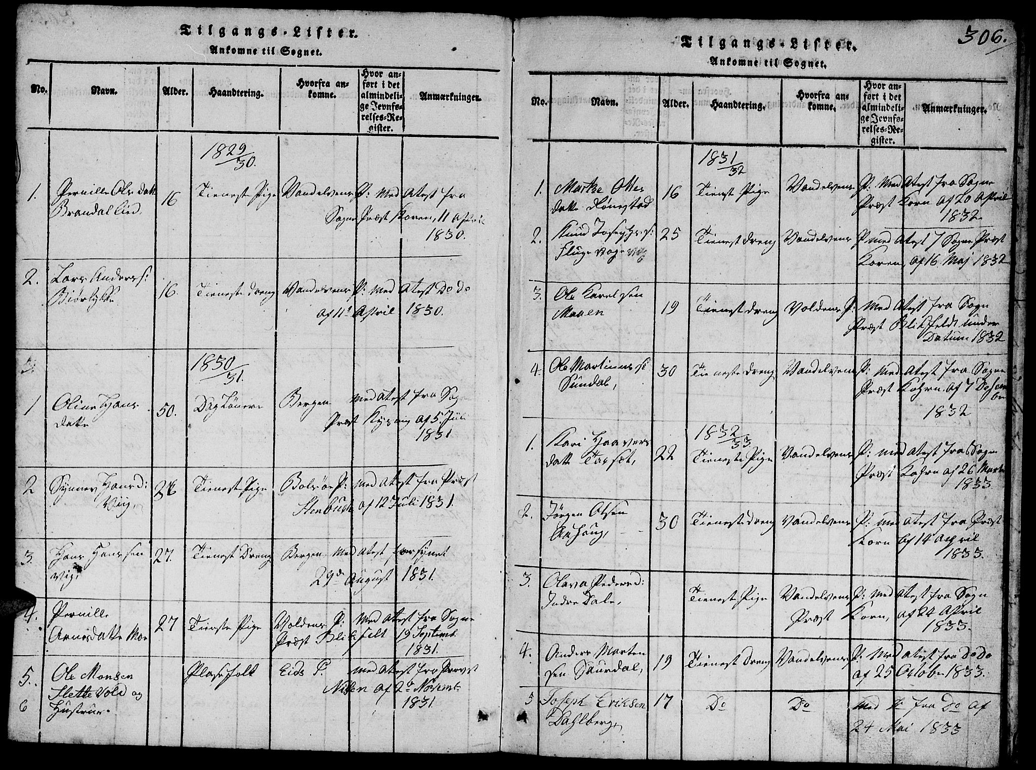 Ministerialprotokoller, klokkerbøker og fødselsregistre - Møre og Romsdal, SAT/A-1454/503/L0046: Parish register (copy) no. 503C01, 1816-1842, p. 306