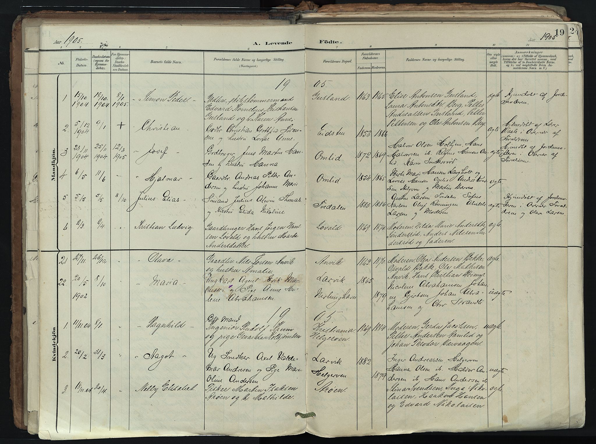 Brunlanes kirkebøker, SAKO/A-342/F/Fb/L0003: Parish register (official) no. II 3, 1900-1922, p. 19