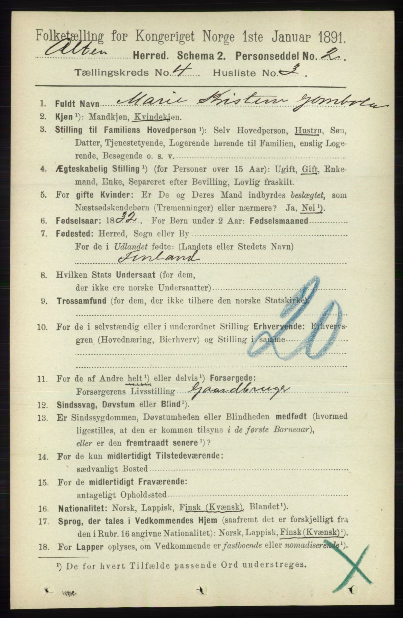 RA, 1891 census for 2012 Alta, 1891, p. 1372